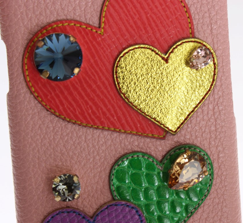 Coque iPhone en cuir rose Dolce & Gabbana Chic avec cristaux