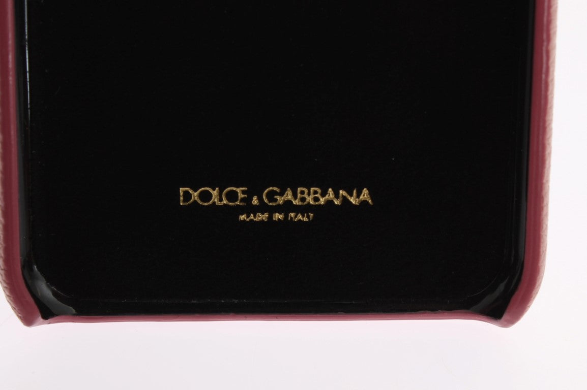 Coque iPhone en cuir rose Dolce & Gabbana Chic avec cristaux