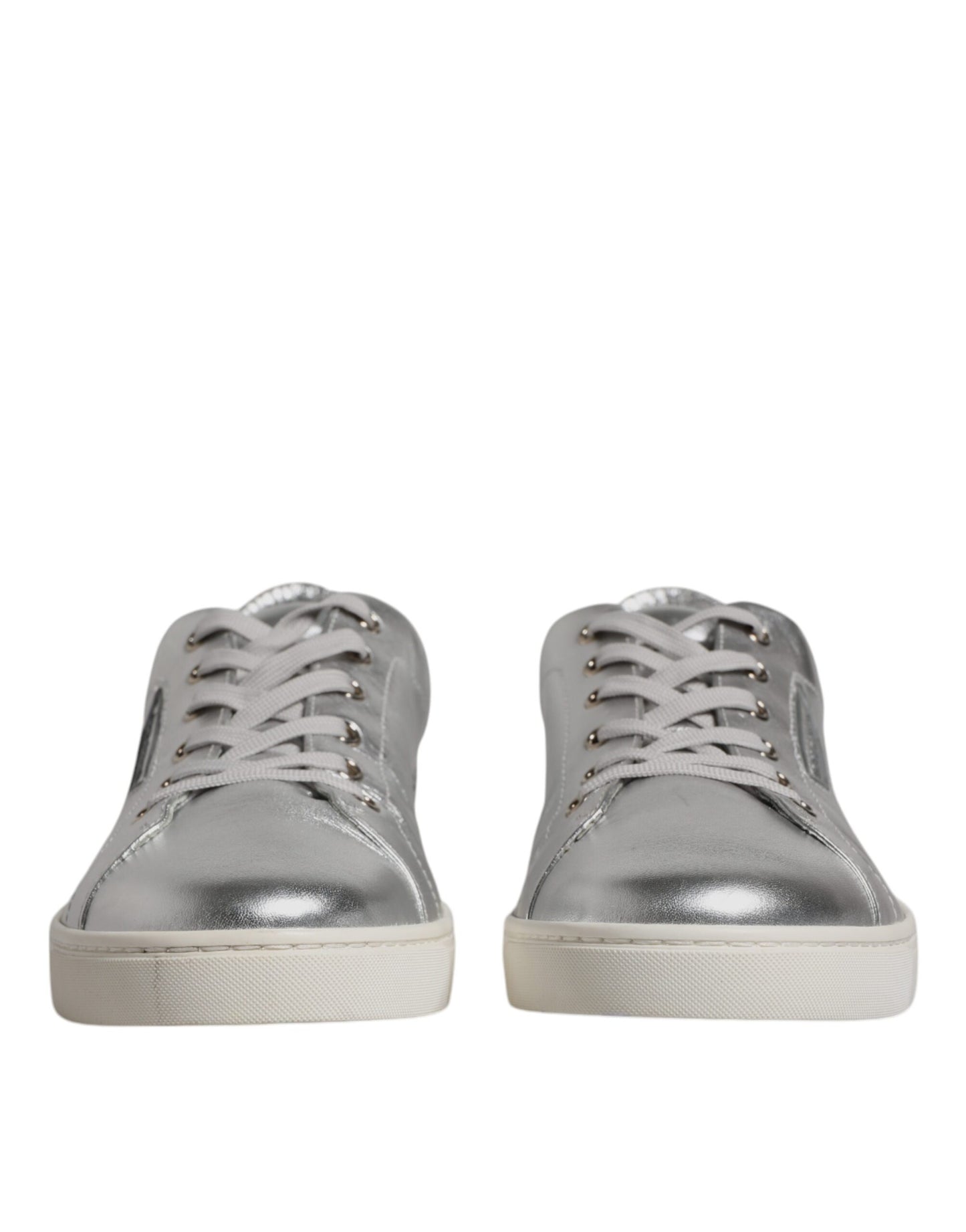Dolce & Gabbana Silver London Low Top Leather Sneakers Shoes by Dolce & Gabbana