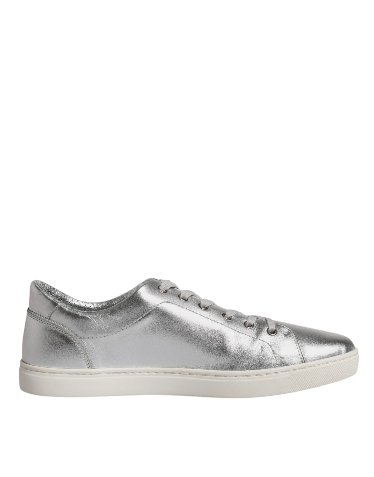 Dolce & Gabbana Silver London Low Top Leather Sneakers Shoes by Dolce & Gabbana