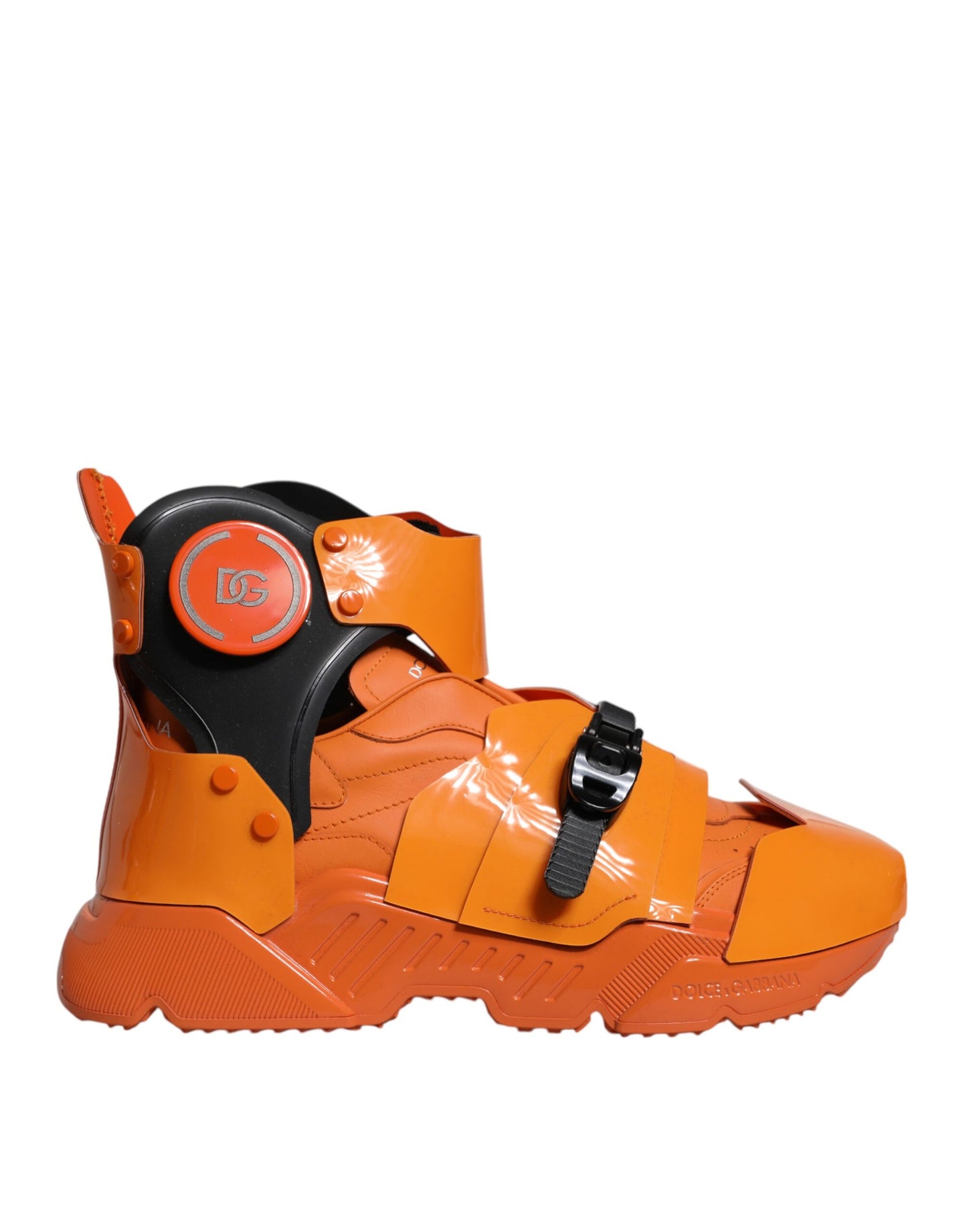 Dolce & Gabbana Orange Multi Panel Chunky High Top Sneakers Shoes by Dolce & Gabbana