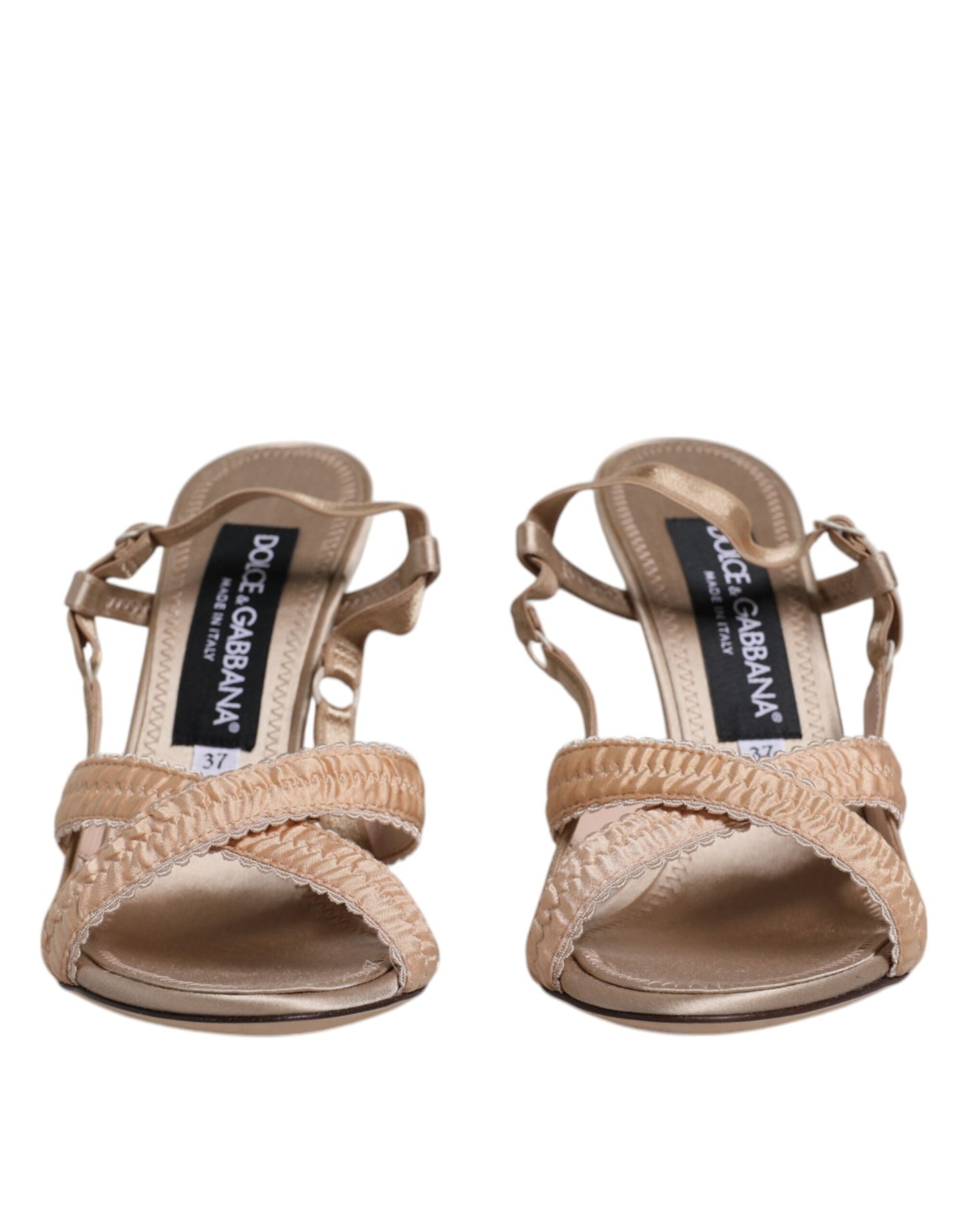 Dolce & Gabbana Beige Keira Slingback Heels Sandals Shoes by Dolce & Gabbana