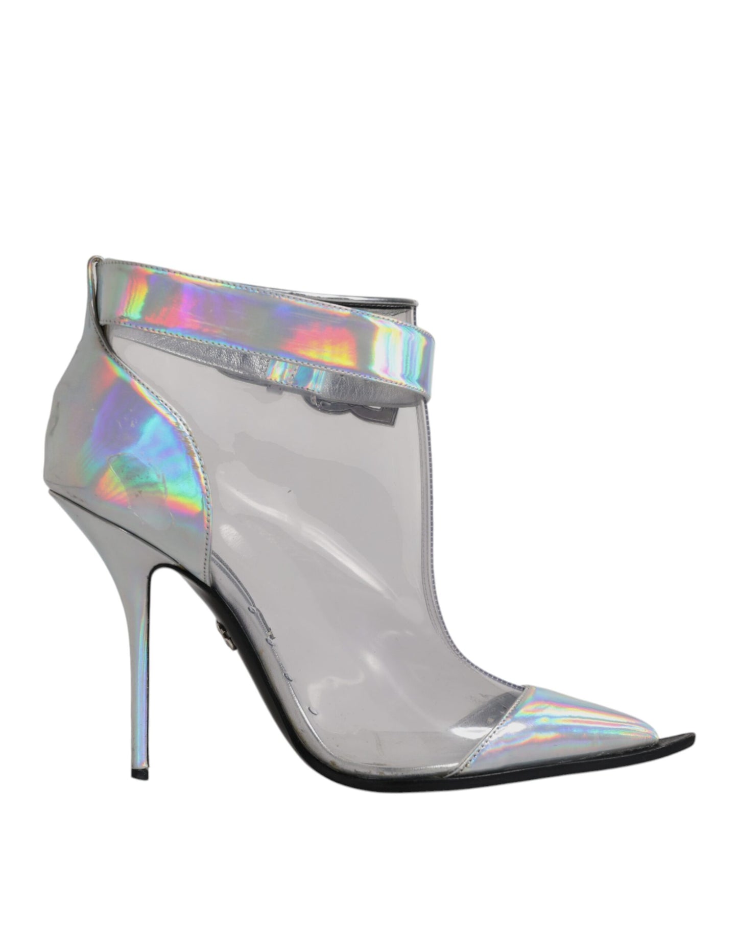 Dolce & Gabbana Silver Iridescent Pointed Short Boots Shoes by Dolce & Gabbana