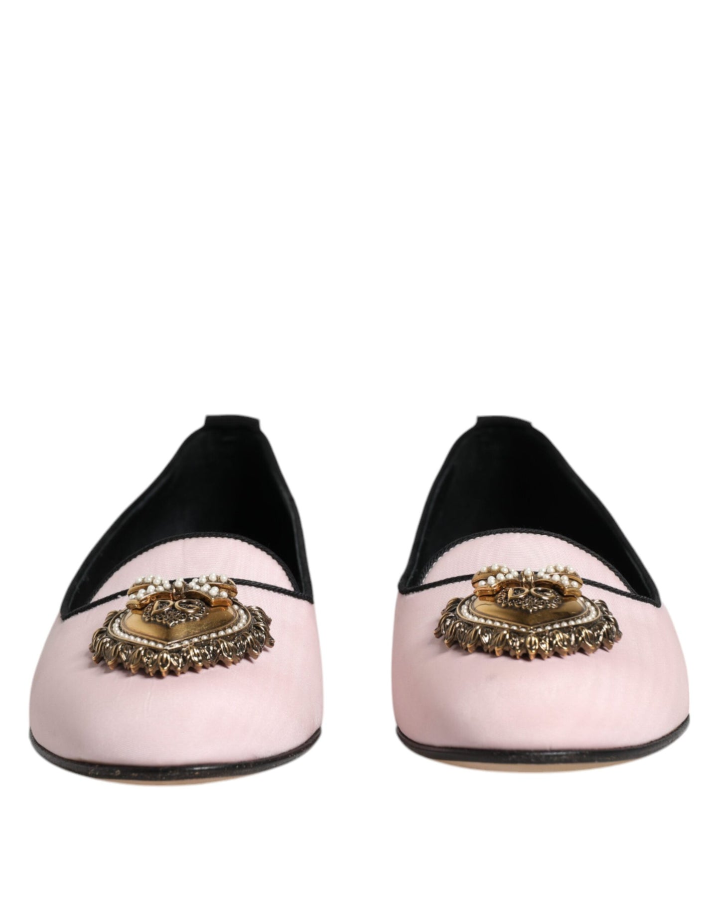 Mocassins plats à enfiler en velours rose clair Dolce & Gabbana