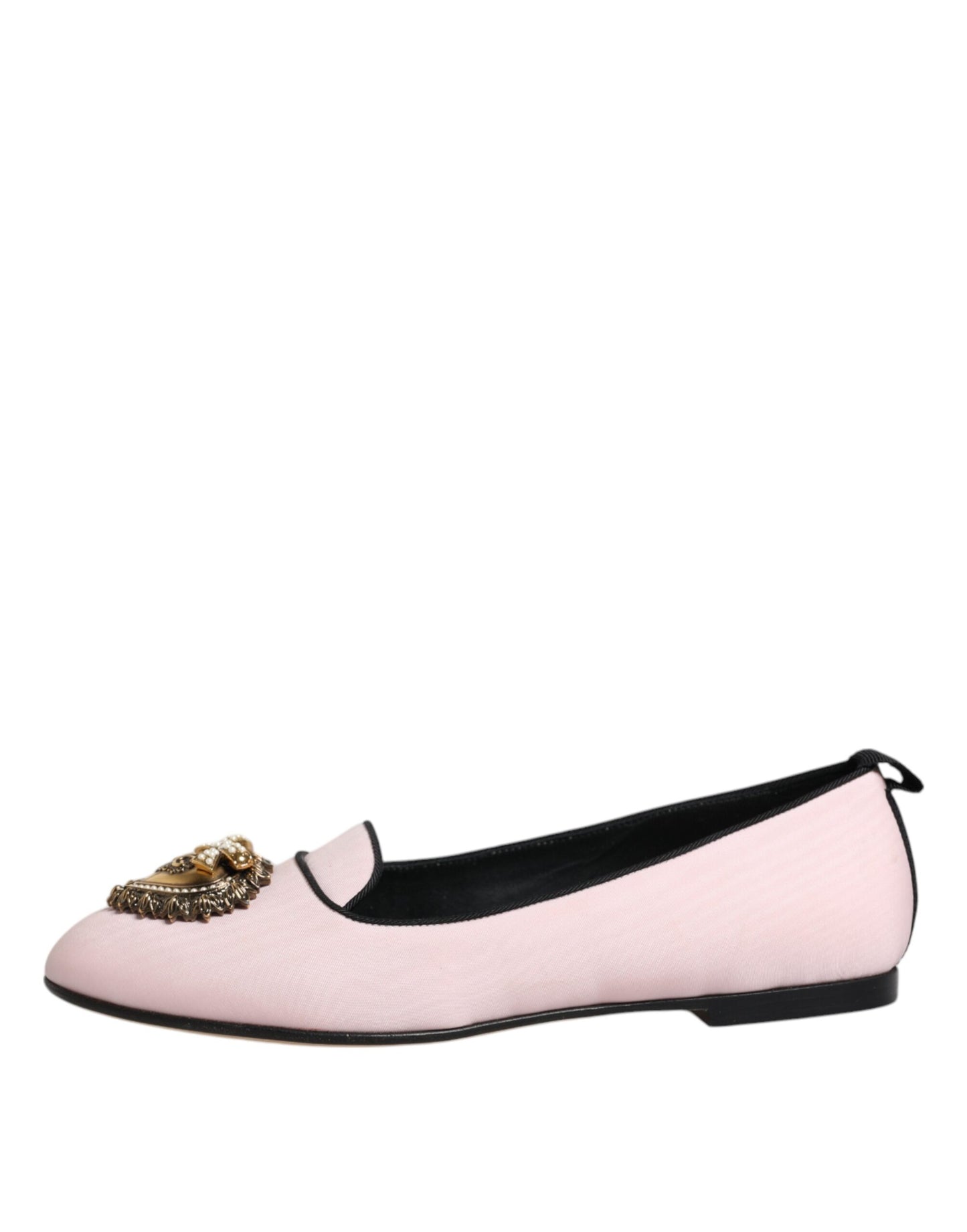 Mocassins plats à enfiler en velours rose clair Dolce & Gabbana