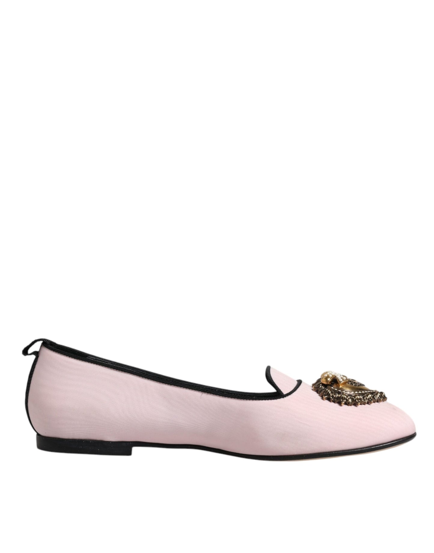 Mocassins plats à enfiler en velours rose clair Dolce & Gabbana