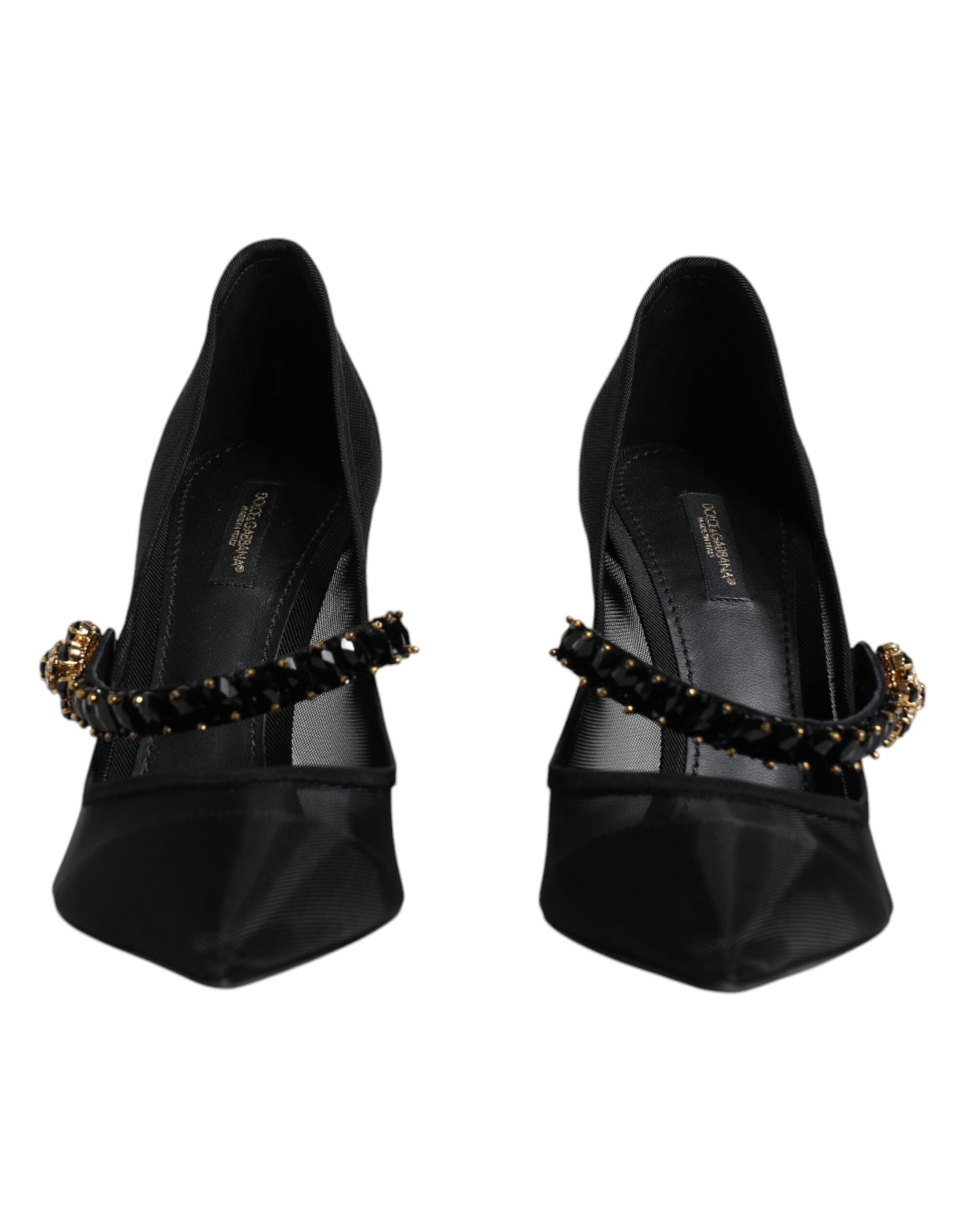 Escarpins Mary Jane en maille noire à talons en cristal Dolce & Gabbana