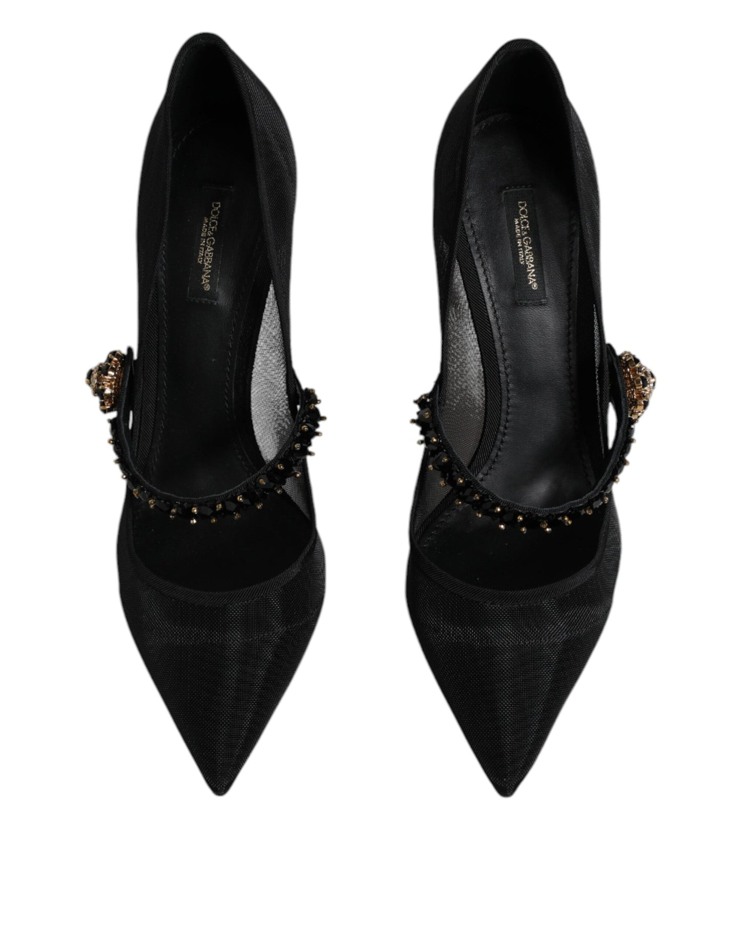 Escarpins Mary Jane en maille noire à talons en cristal Dolce & Gabbana