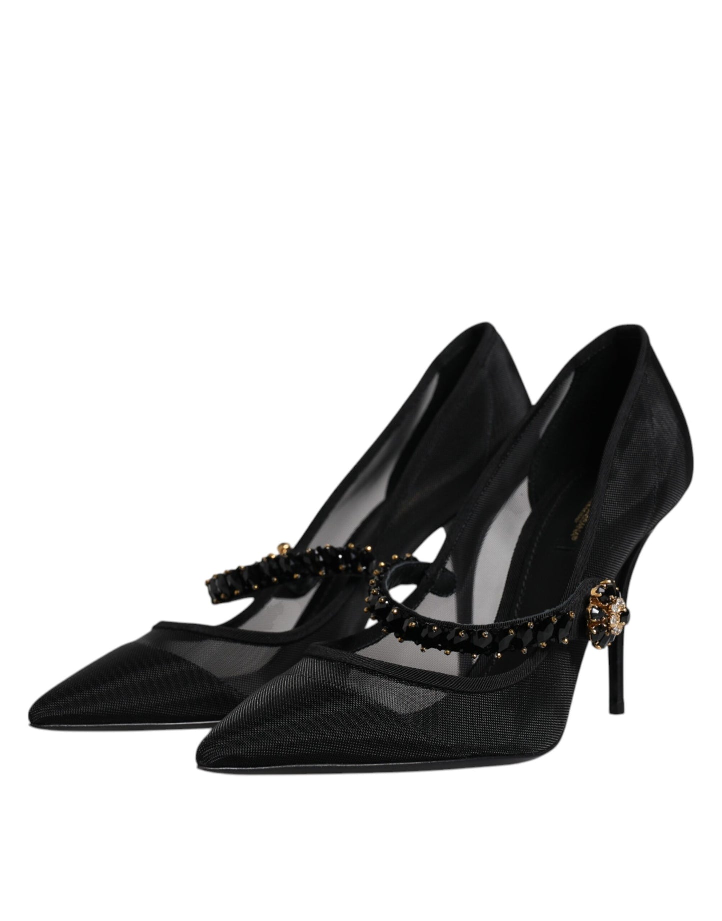 Escarpins Mary Jane en maille noire à talons en cristal Dolce & Gabbana