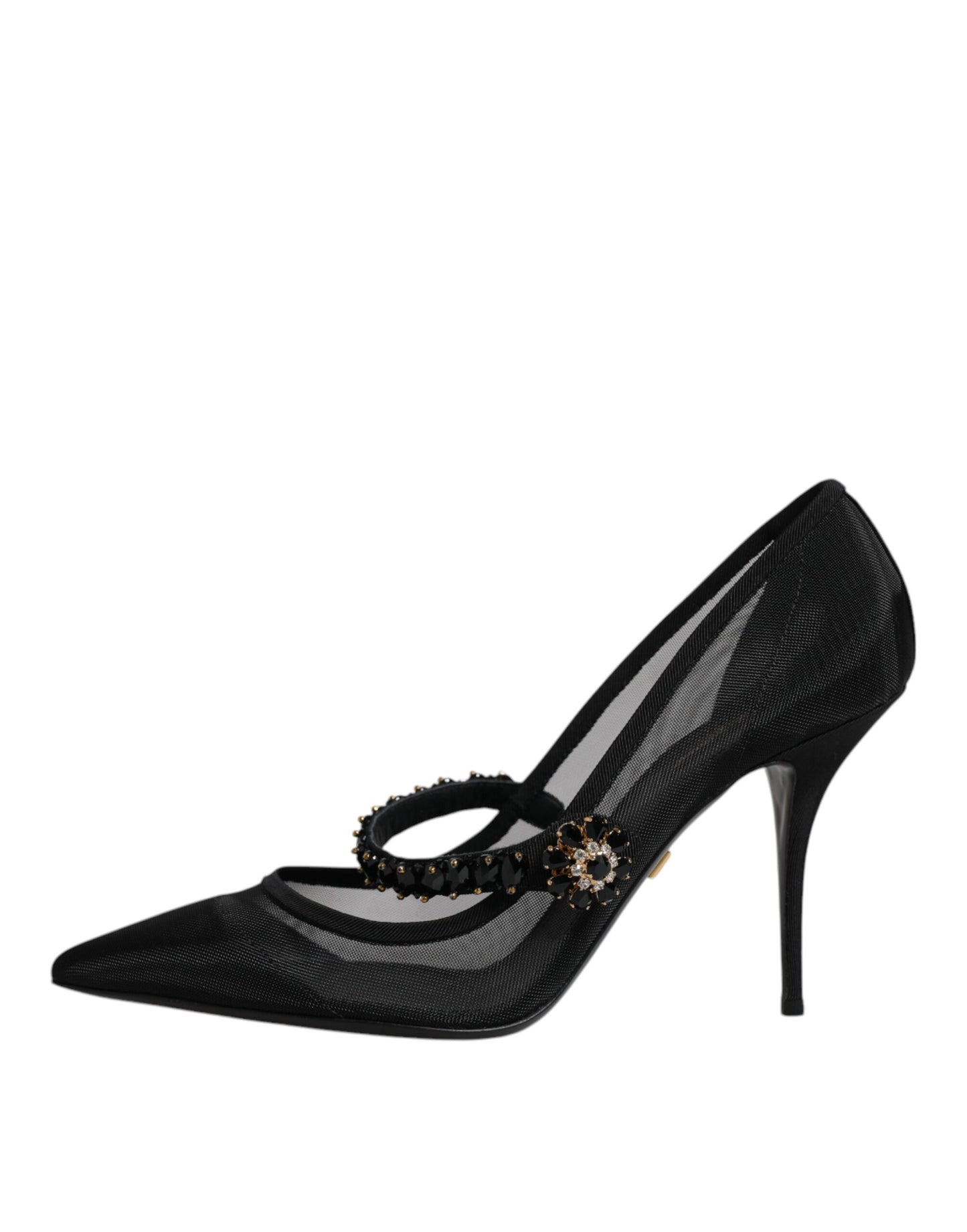 Escarpins Mary Jane en maille noire à talons en cristal Dolce & Gabbana