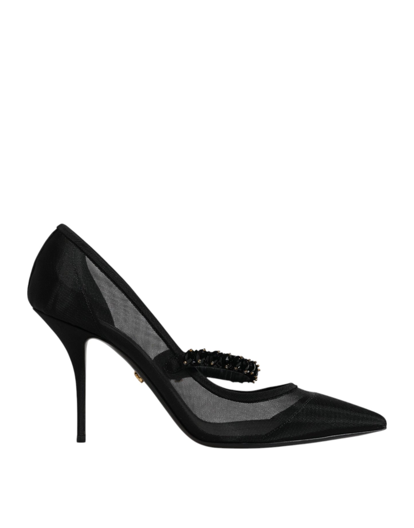 Escarpins Mary Jane en maille noire à talons en cristal Dolce & Gabbana