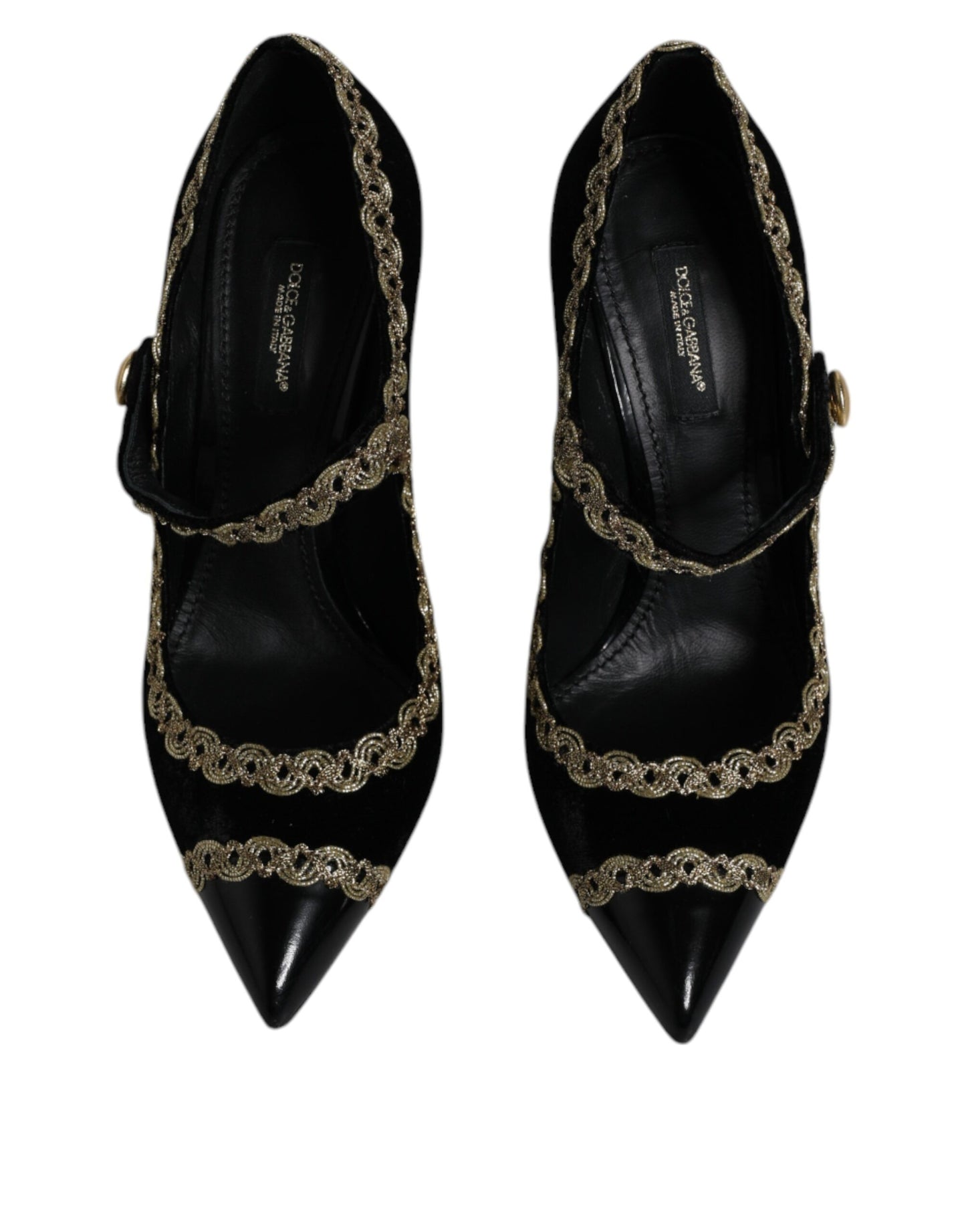 Escarpins Mary Janes Dolce & Gabbana en velours noir et doré