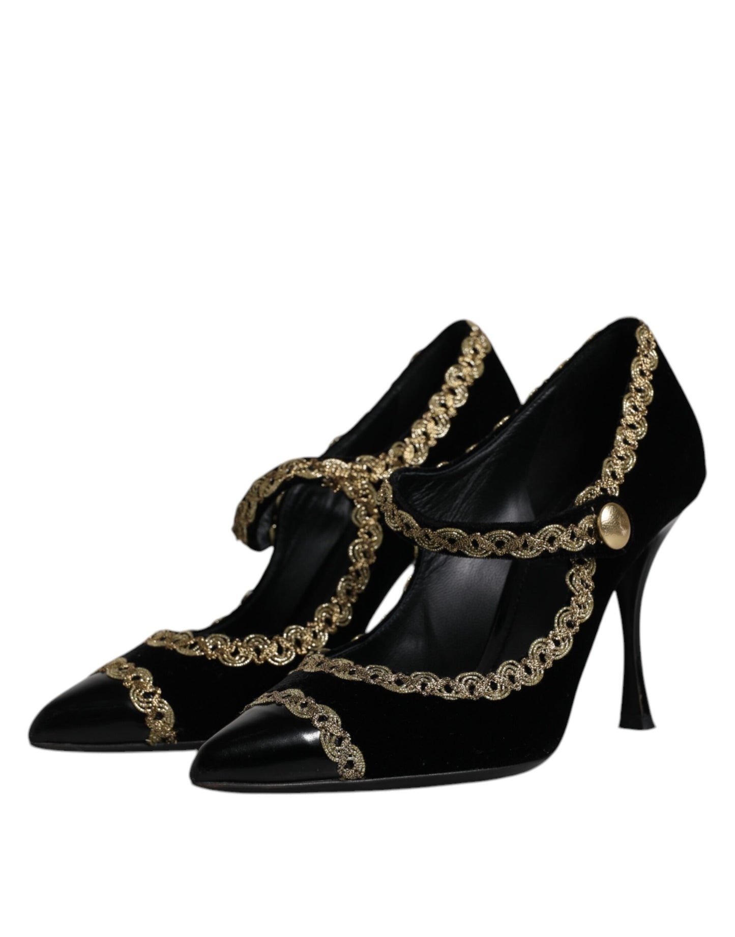 Escarpins Mary Janes Dolce & Gabbana en velours noir et doré