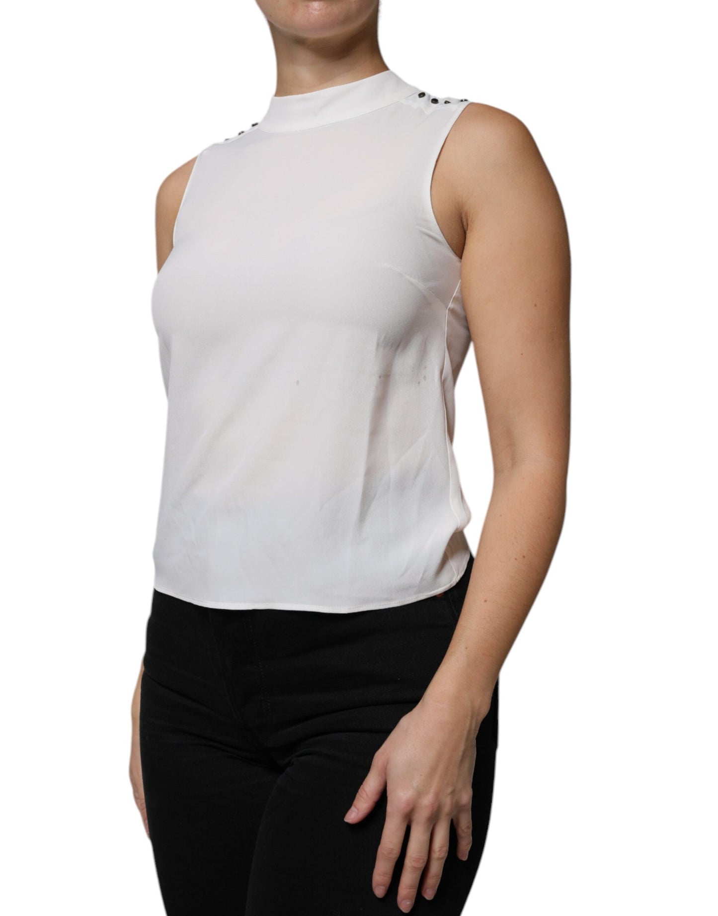 Patrizia Pepe White Mock Neckline Sleeveless Tank Blouse Top by Patrizia Pepe