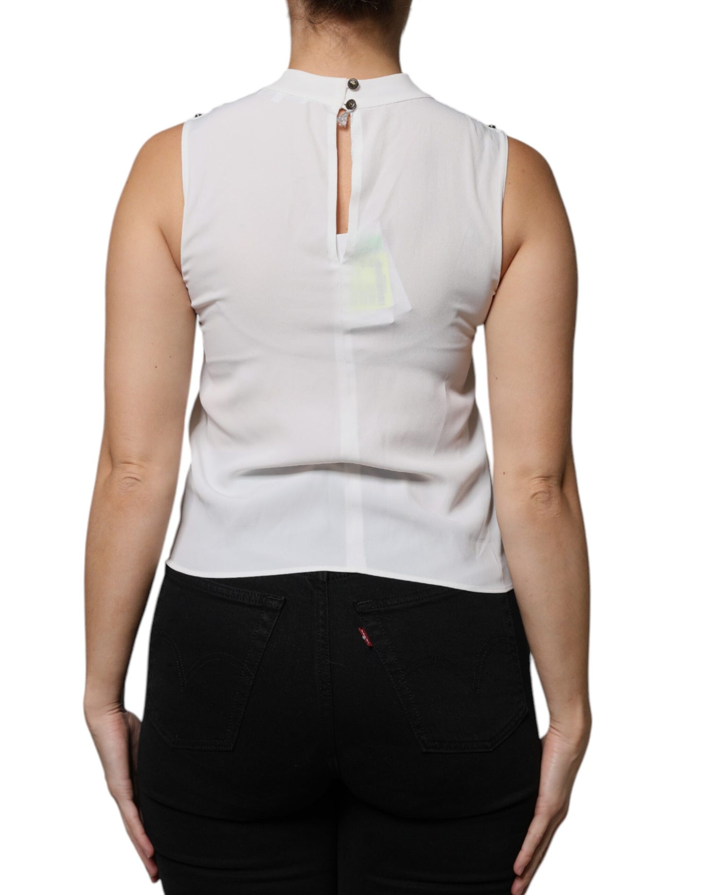 Patrizia Pepe White Mock Neckline Sleeveless Tank Blouse Top by Patrizia Pepe