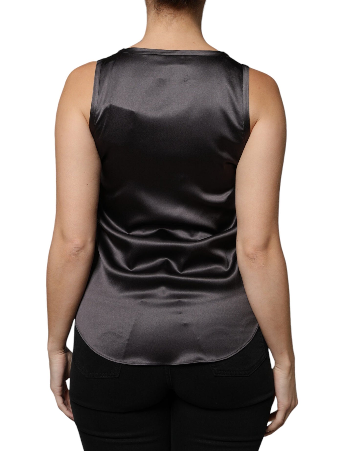 Brunello Cucinelli Black Silk Blend Sleeveless Tank Top by Brunello Cucinelli