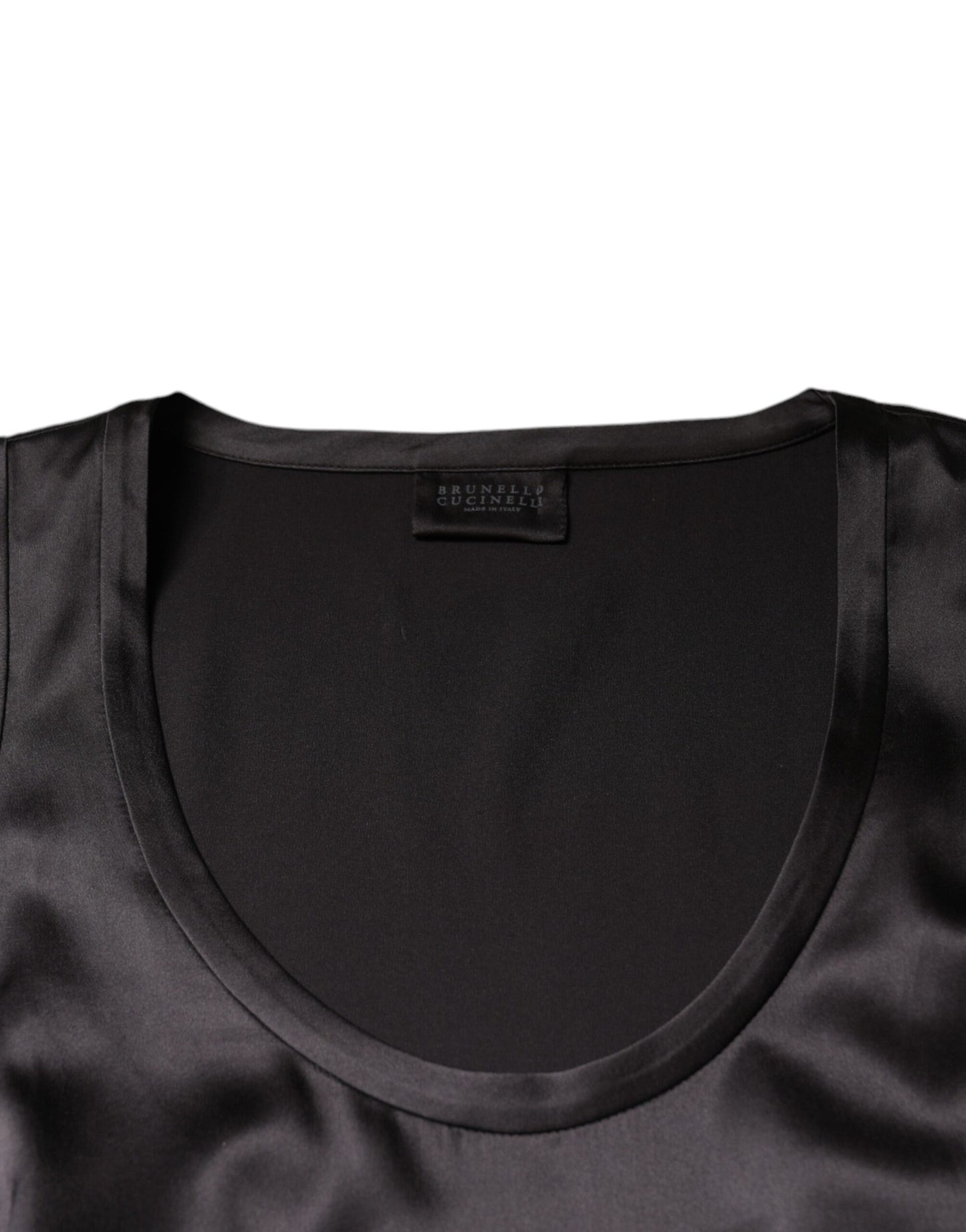 Brunello Cucinelli Black Silk Blend Sleeveless Tank Top by Brunello Cucinelli
