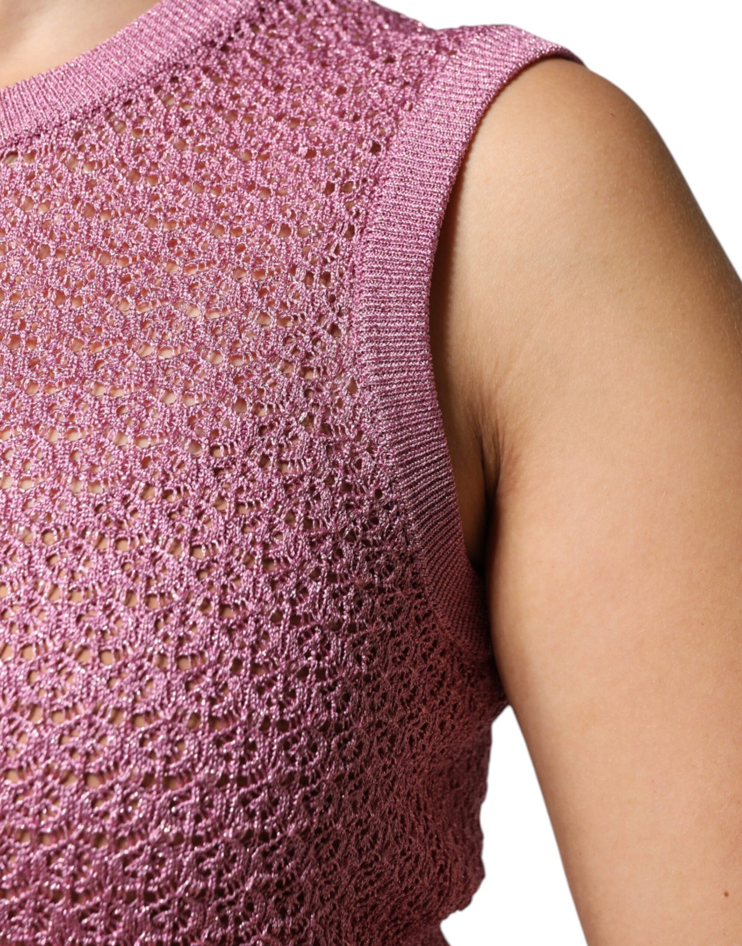 Dolce & Gabbana Pink Mesh See Through Sleeveless Tank Top by Dolce & Gabbana
