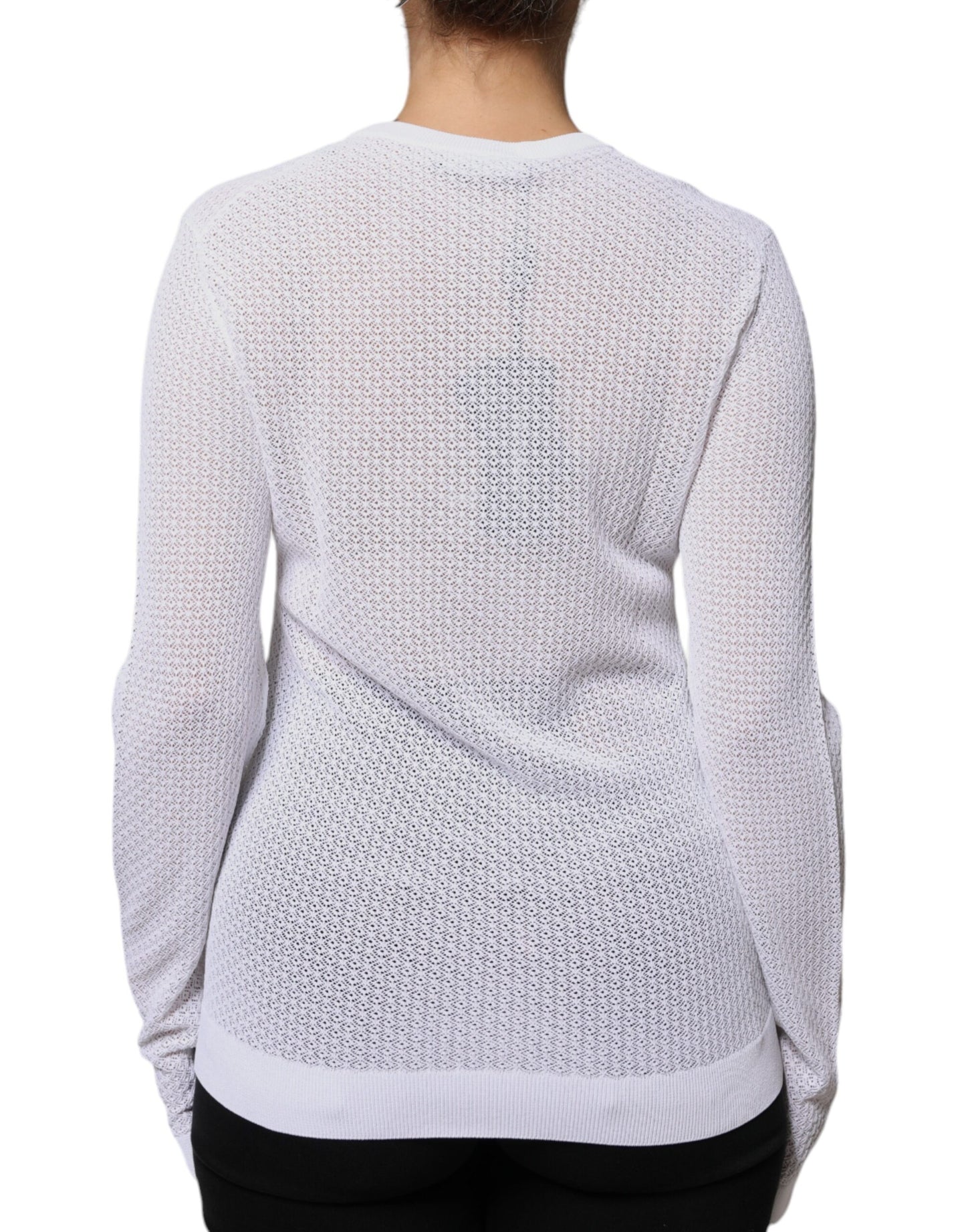 Dolce & Gabbana White Mesh See Through Long Sleeves Top by Dolce & Gabbana