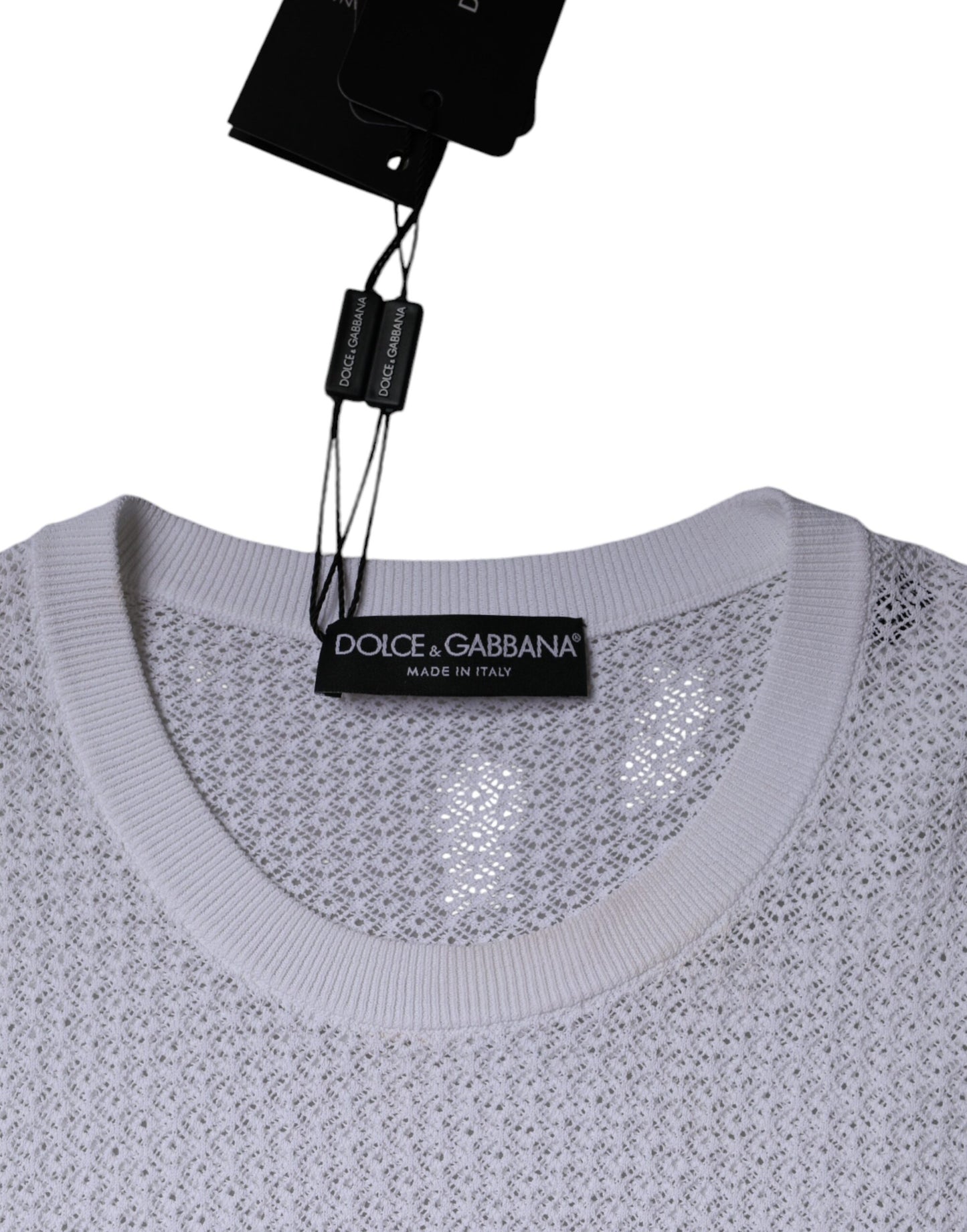 Dolce & Gabbana White Mesh See Through Long Sleeves Top by Dolce & Gabbana