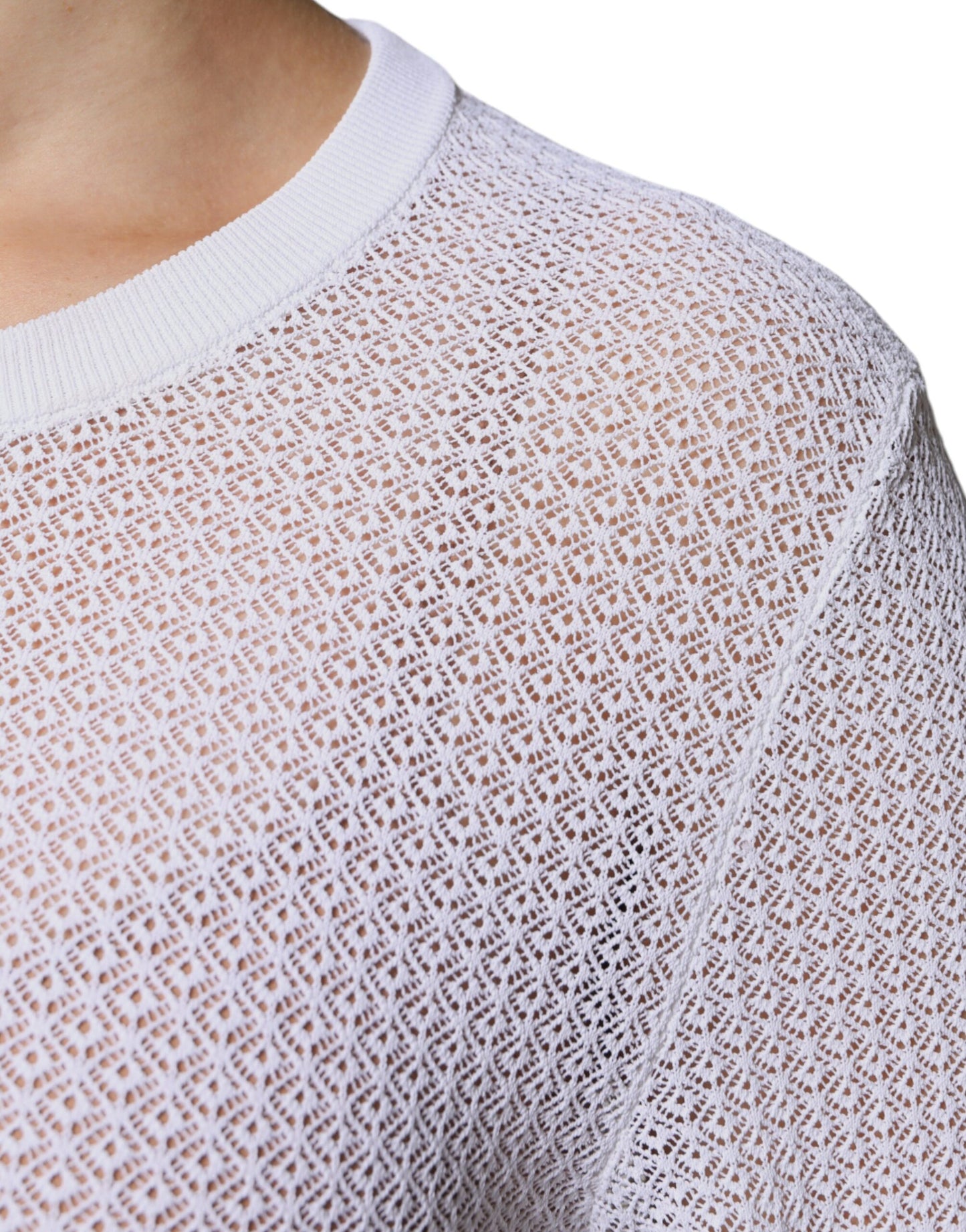 Dolce & Gabbana White Mesh See Through Long Sleeves Top by Dolce & Gabbana