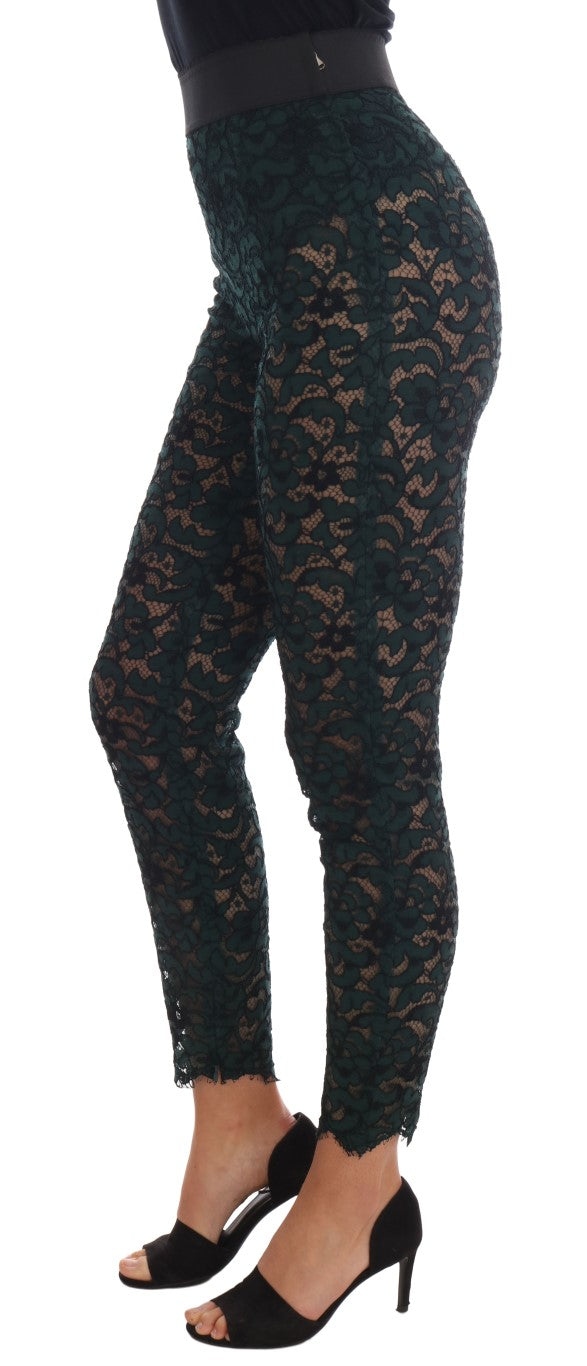 Pantalon slim taille haute en dentelle florale Dolce & Gabbana