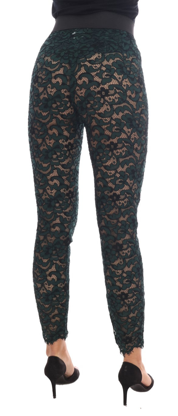 Pantalon slim taille haute en dentelle florale Dolce & Gabbana