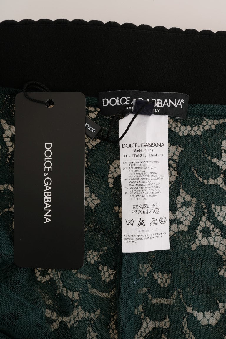 Pantalon slim taille haute en dentelle florale Dolce & Gabbana