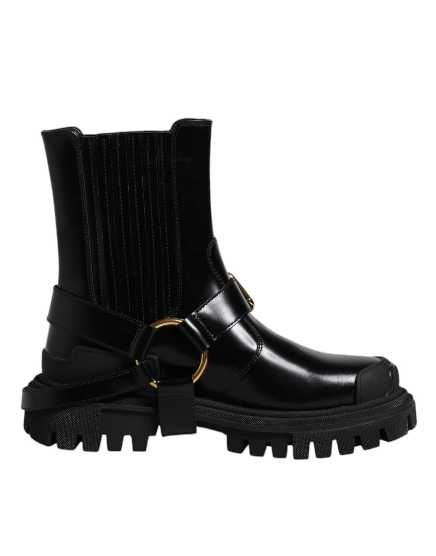 Dolce & Gabbana Black Leather Slip On Stretch Trekking Boots Shoes by Dolce & Gabbana