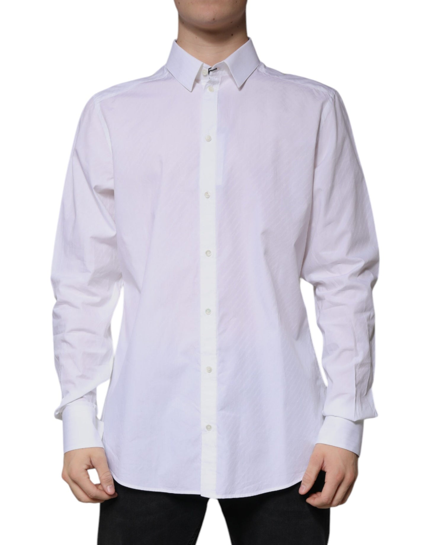 Dolce & Gabbana White Cotton Long Sleeve MARTINI Dress Shirt by Dolce & Gabbana