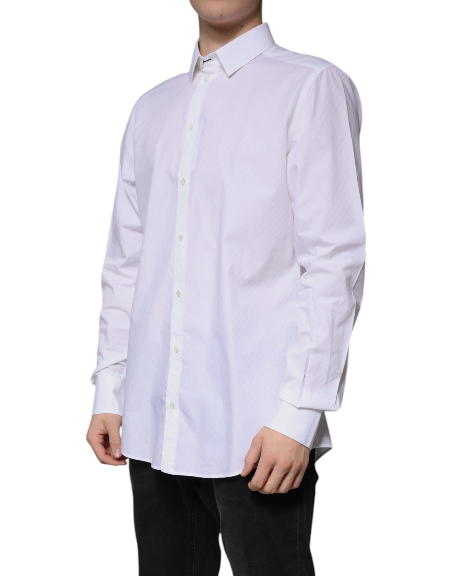 Dolce & Gabbana White Cotton Long Sleeve MARTINI Dress Shirt by Dolce & Gabbana