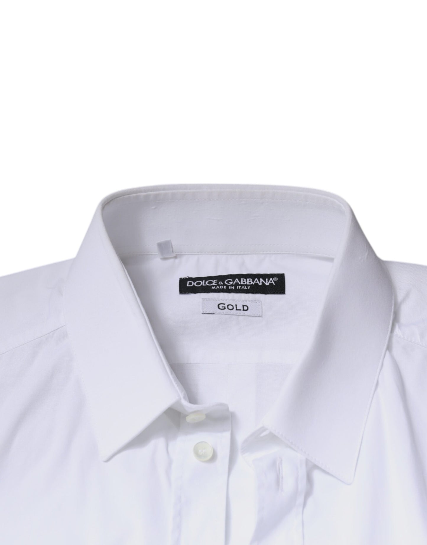 Dolce & Gabbana White Cotton Long Sleeve GOLD Dress Shirt by Dolce & Gabbana