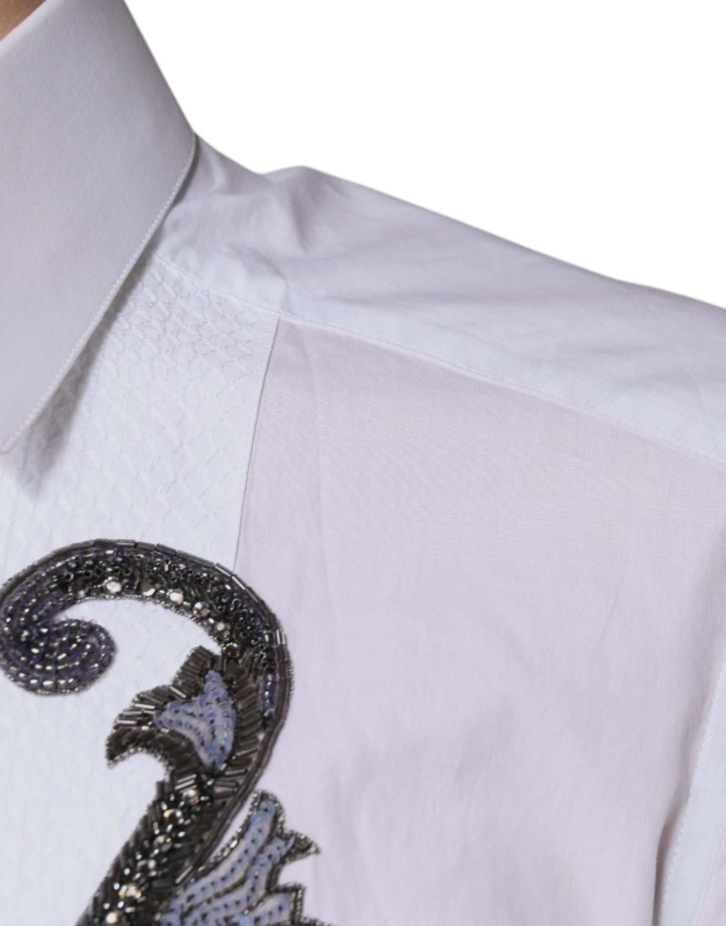Dolce & Gabbana White Slim Fit Baroque GOLD Men Dress Shirt by Dolce & Gabbana
