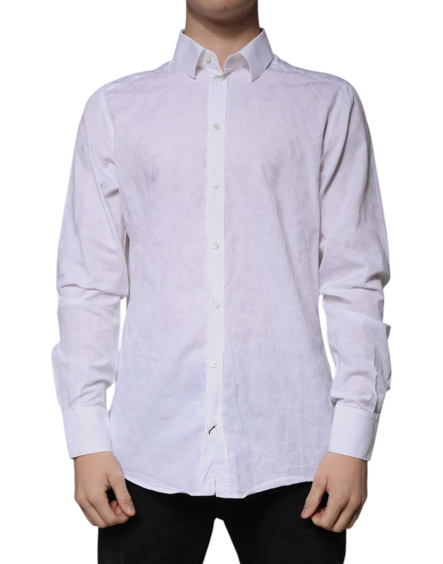 Dolce & Gabbana White Cotton Slim Fit Men MARTINI Dress Shirt by Dolce & Gabbana