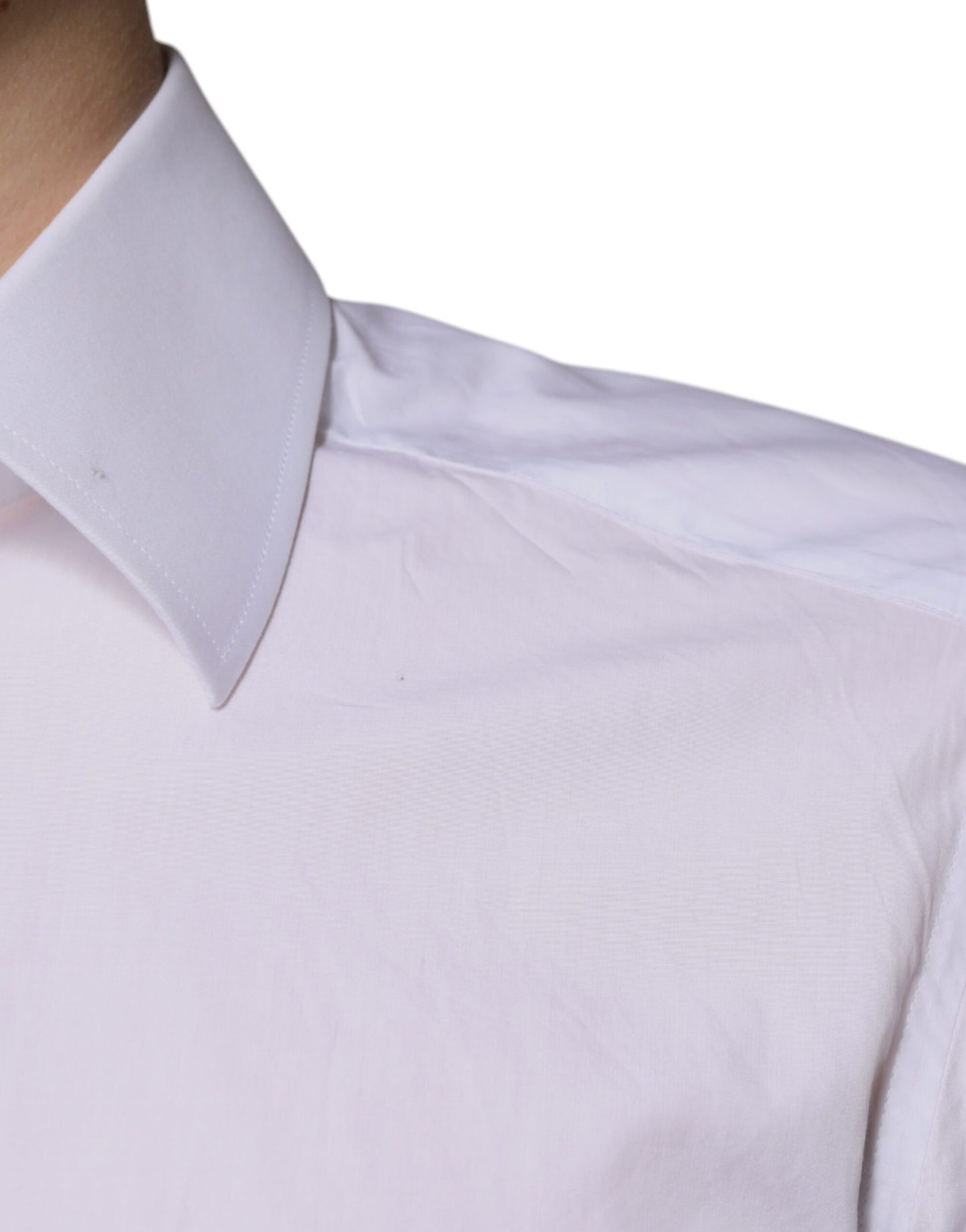 Dolce & Gabbana White Cotton Slim Fit Men GOLD Dress Shirt by Dolce & Gabbana