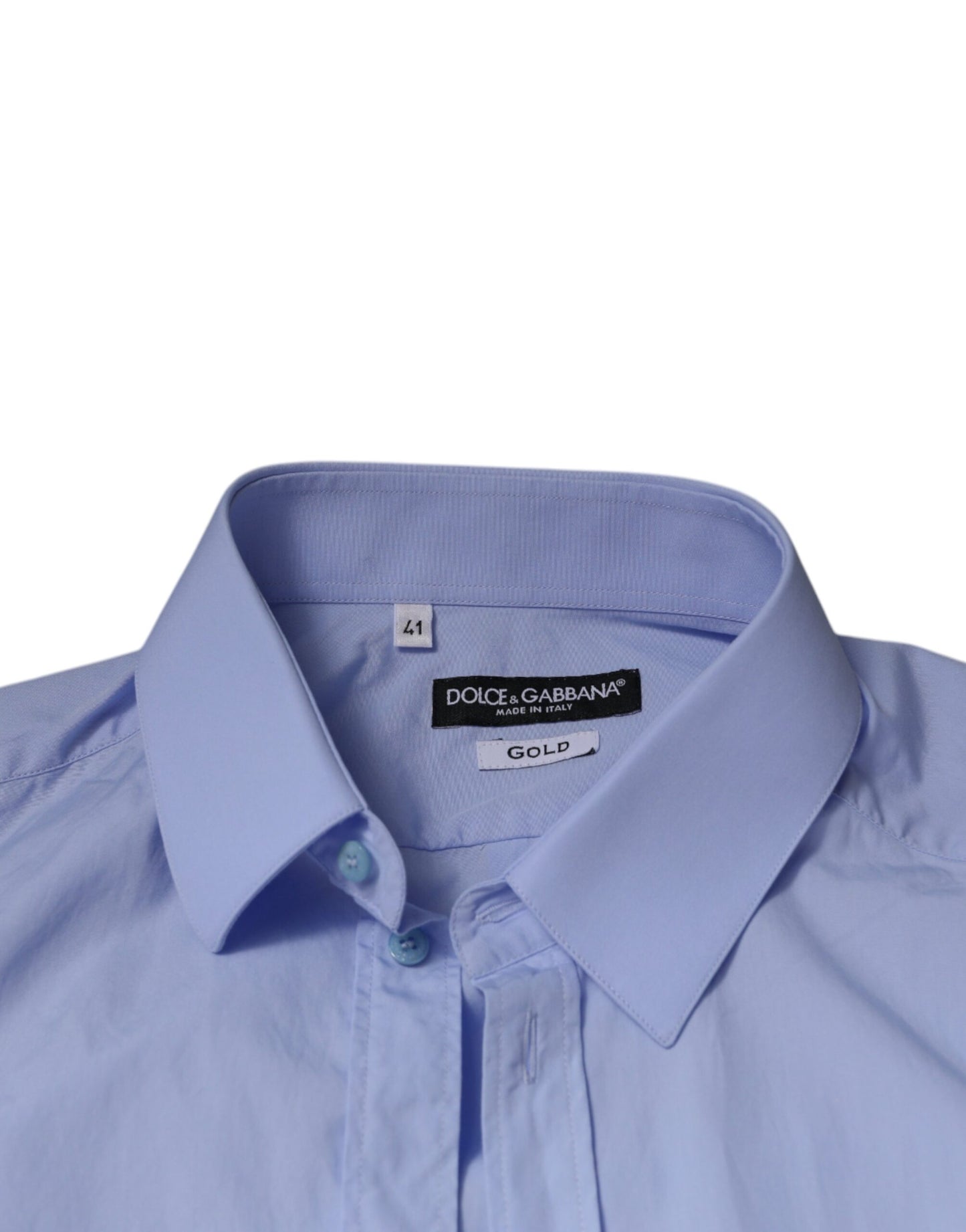 Dolce & Gabbana Light Blue Cotton Slim Fit GOLD Men Dress Shirt by Dolce & Gabbana