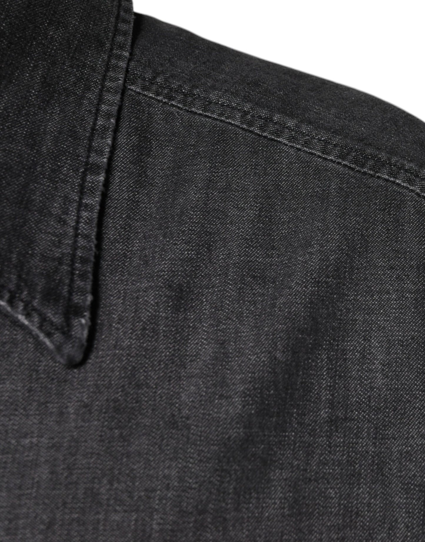 Dolce & Gabbana Black Logo Cotton Button Down Denim Shirt by Dolce & Gabbana