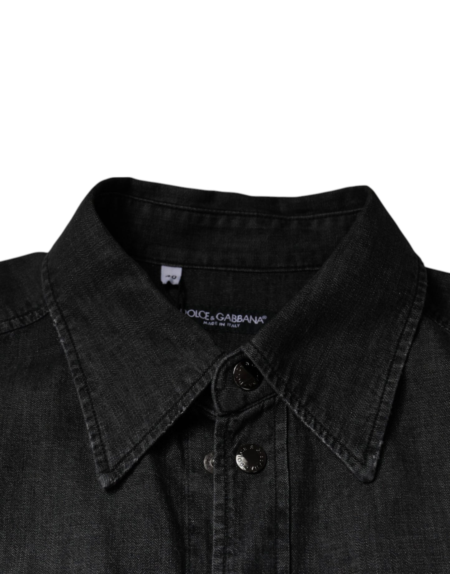 Dolce & Gabbana Black Logo Cotton Button Down Denim Shirt by Dolce & Gabbana