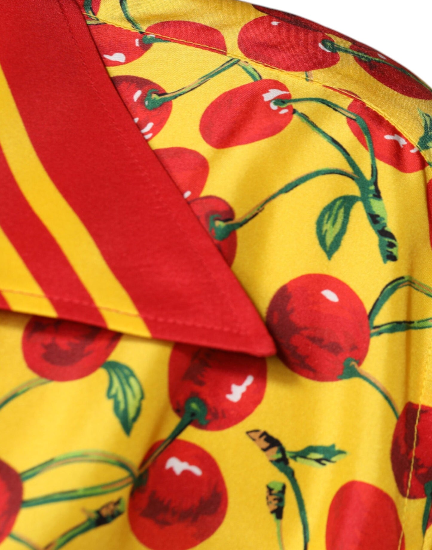 Dolce & Gabbana Yellow Cherry Button Down Silk Casual Shirt by Dolce & Gabbana