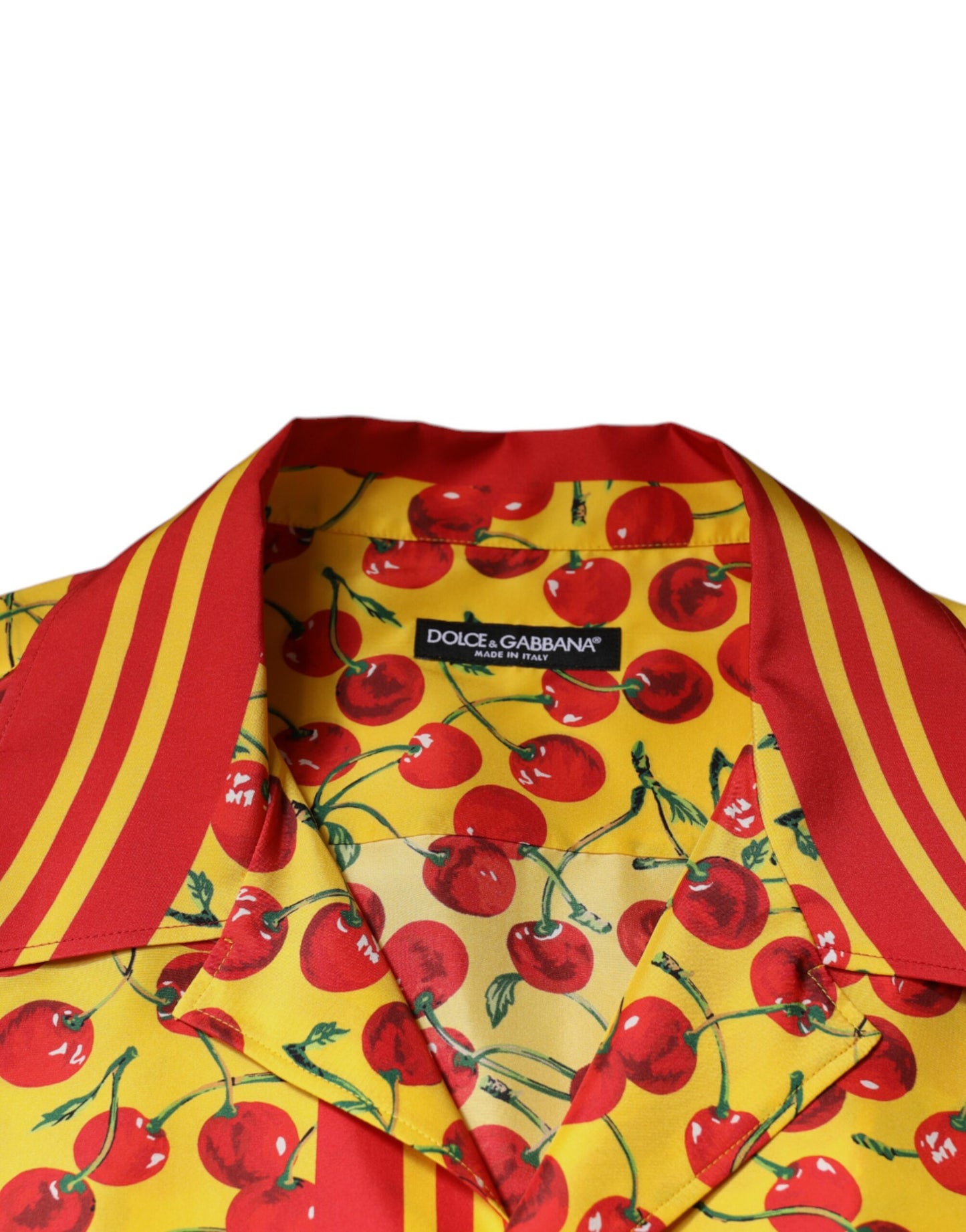 Dolce & Gabbana Yellow Cherry Button Down Silk Casual Shirt by Dolce & Gabbana