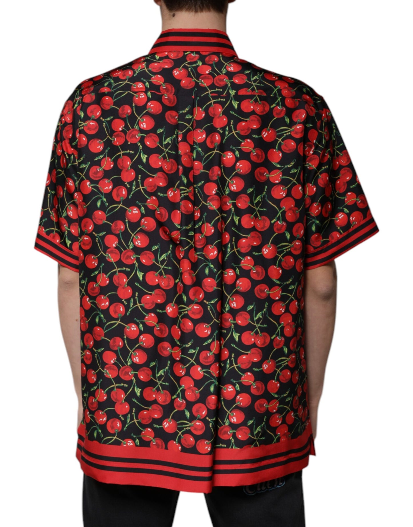 Dolce & Gabbana Black Cherry Silk Button Down Casual Shirt by Dolce & Gabbana