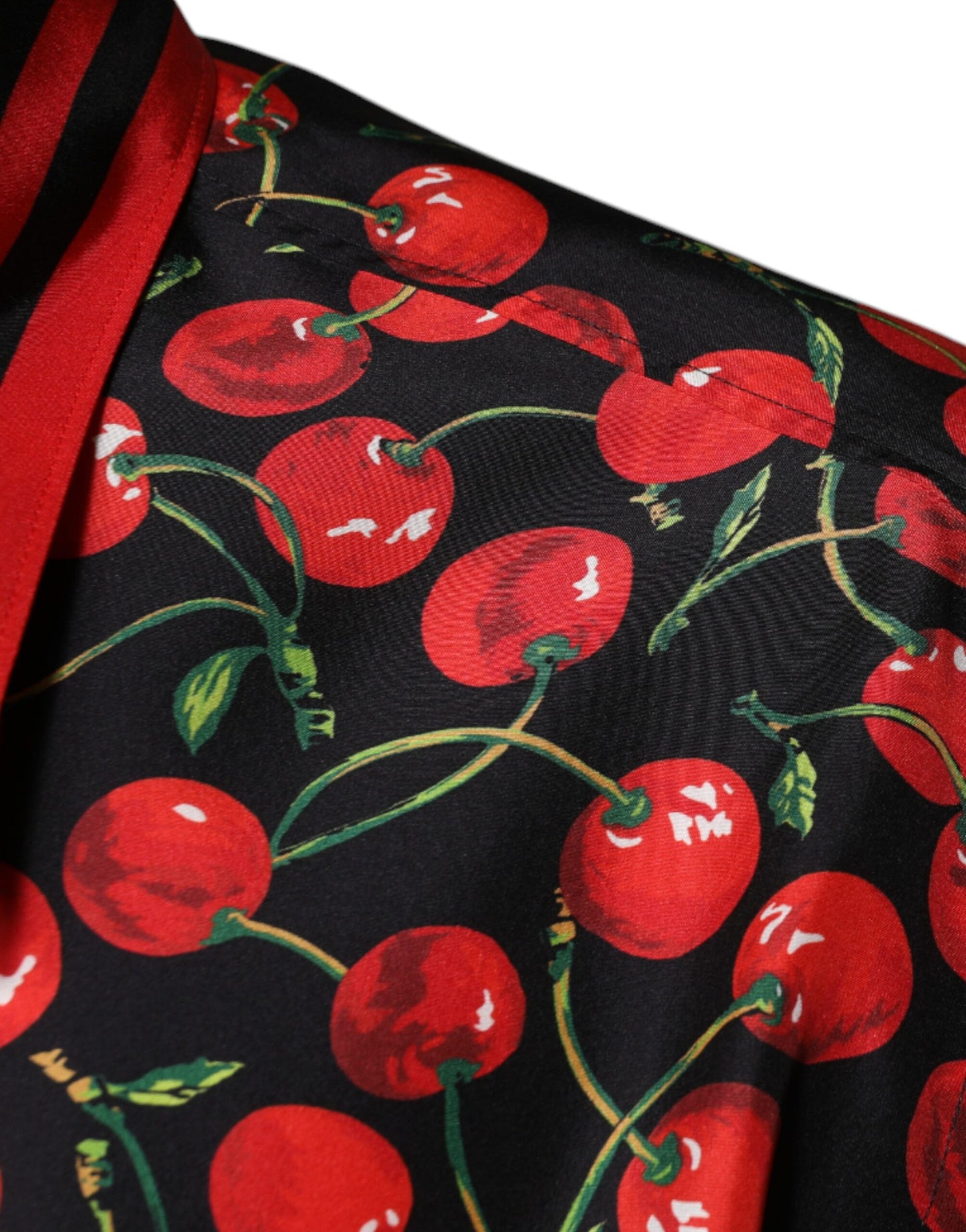 Dolce & Gabbana Black Cherry Silk Button Down Casual Shirt by Dolce & Gabbana