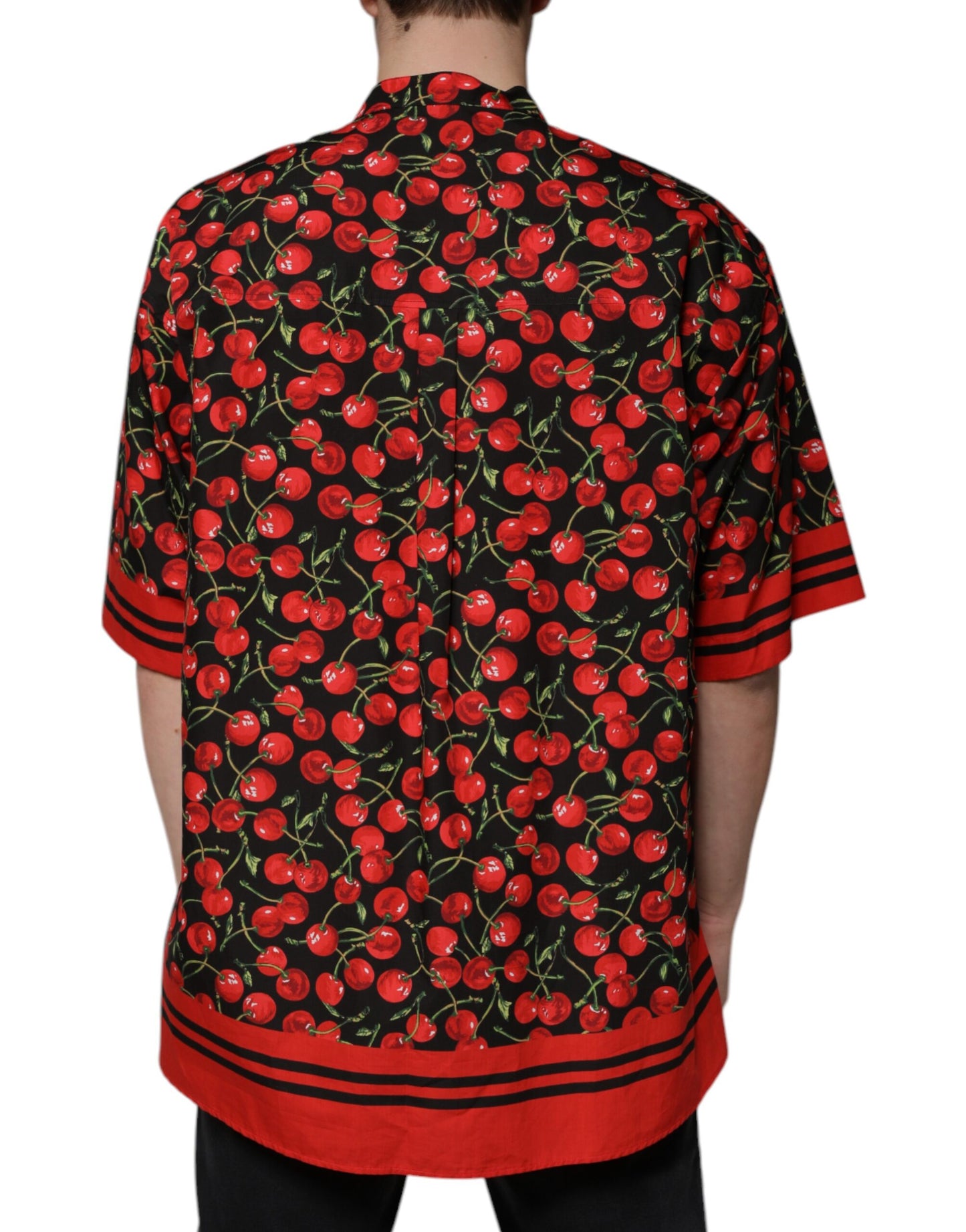 Dolce & Gabbana Black Cherry Cotton Button Down Casual Shirt by Dolce & Gabbana