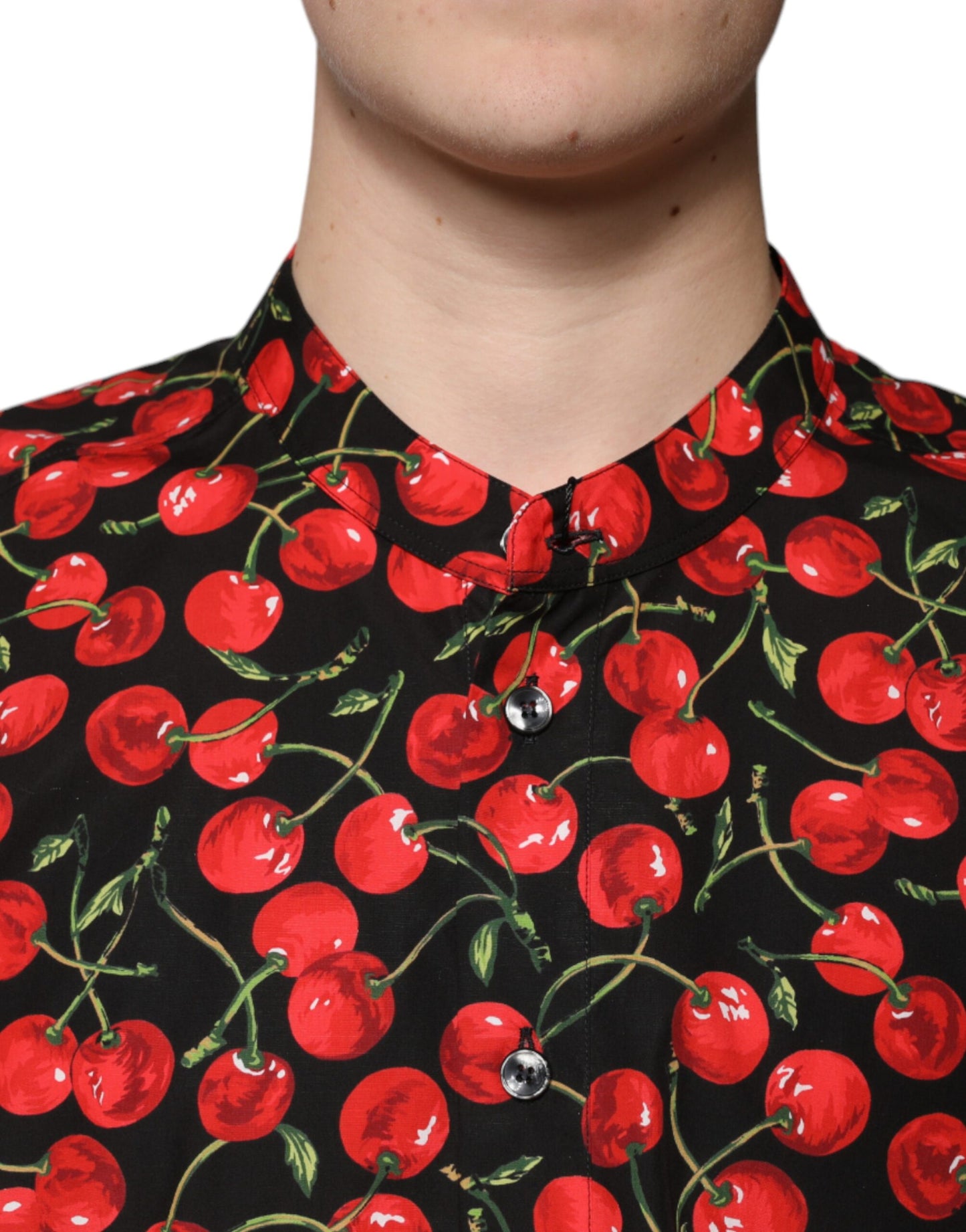 Dolce & Gabbana Black Cherry Cotton Button Down Casual Shirt by Dolce & Gabbana