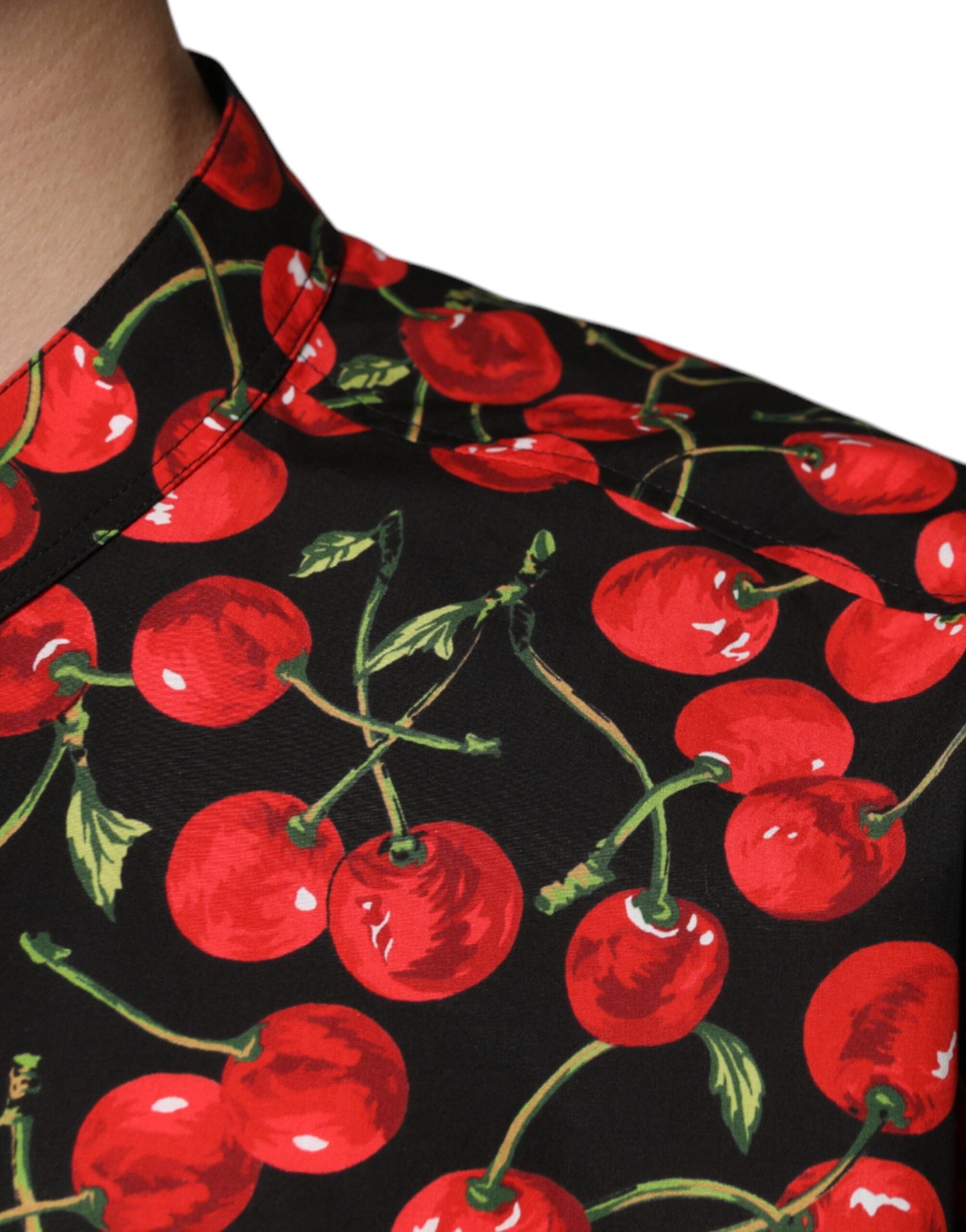 Dolce & Gabbana Black Cherry Cotton Button Down Casual Shirt by Dolce & Gabbana