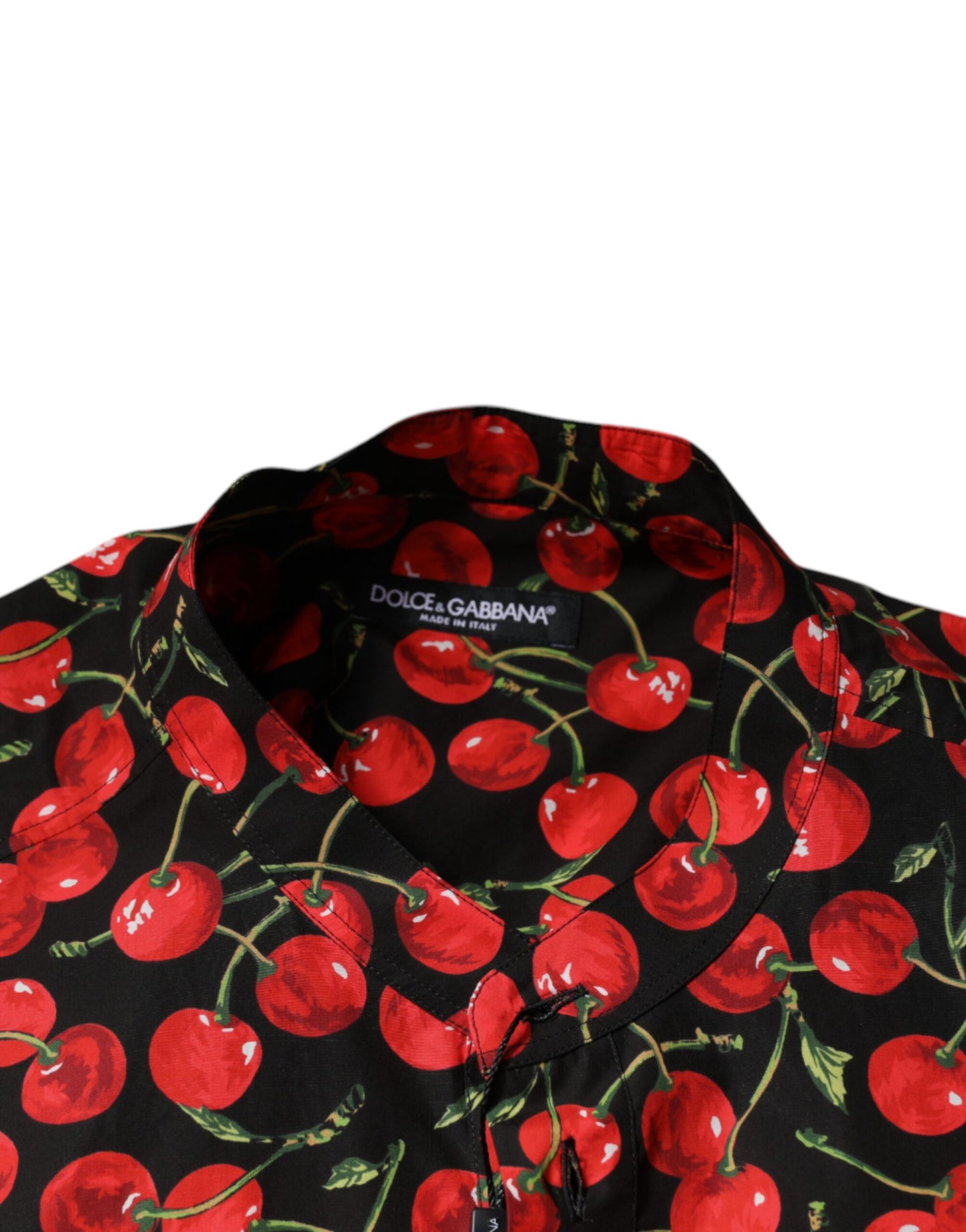 Dolce & Gabbana Black Cherry Cotton Button Down Casual Shirt by Dolce & Gabbana