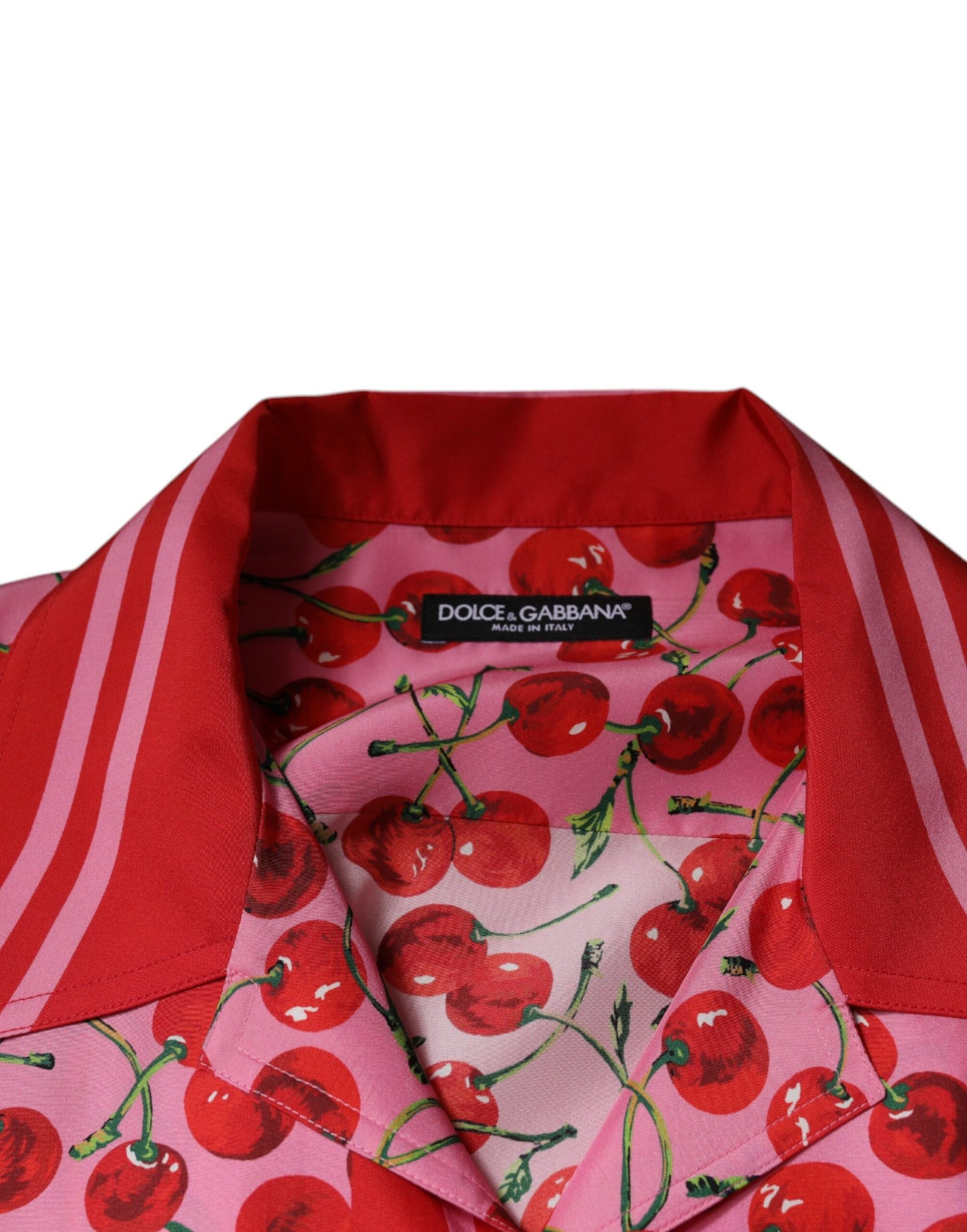 Dolce & Gabbana Pink Cherry Silk Button Down Casual Shirt by Dolce & Gabbana