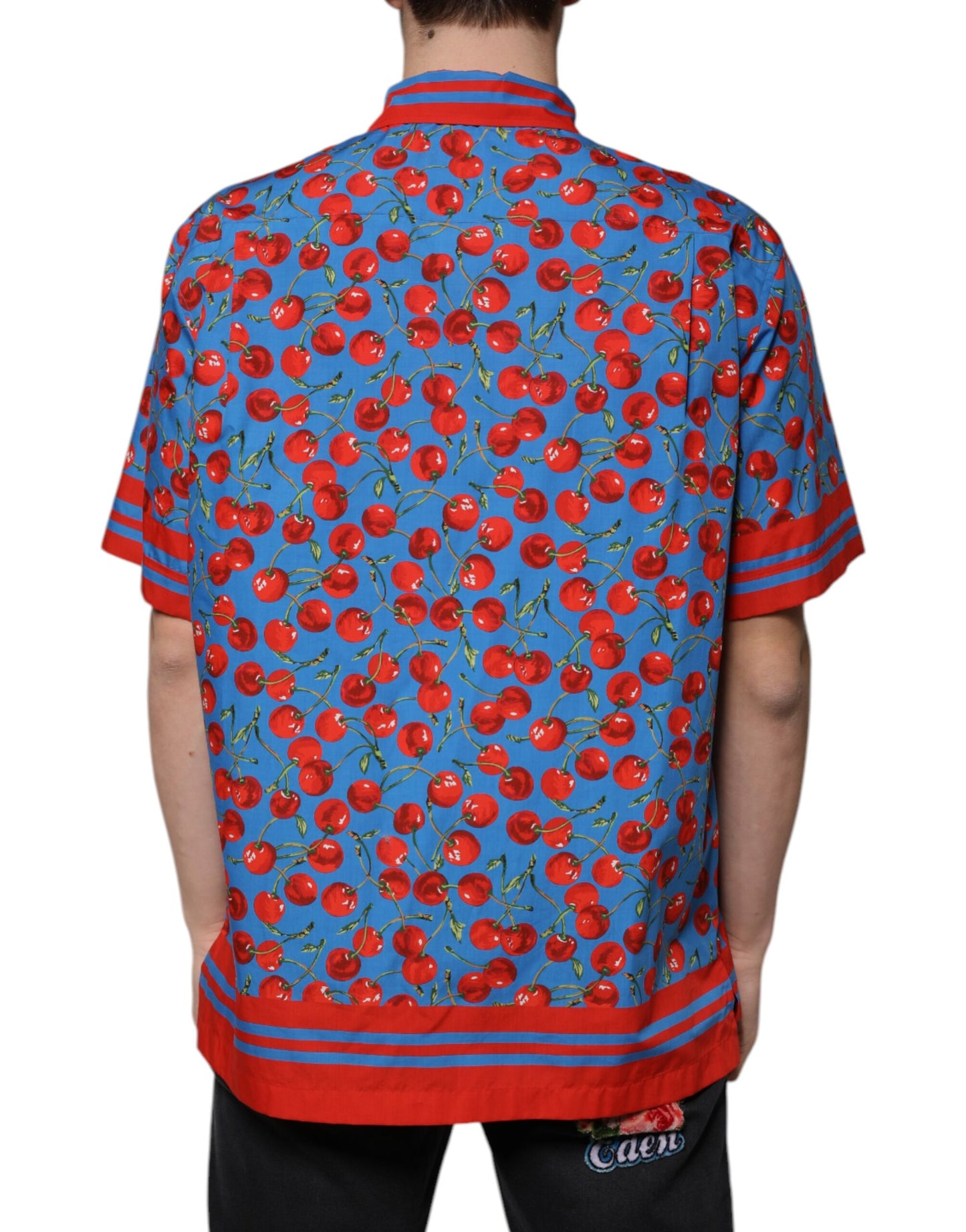 Dolce & Gabbana Blue Cherry Cotton Button Down Casual Shirt by Dolce & Gabbana