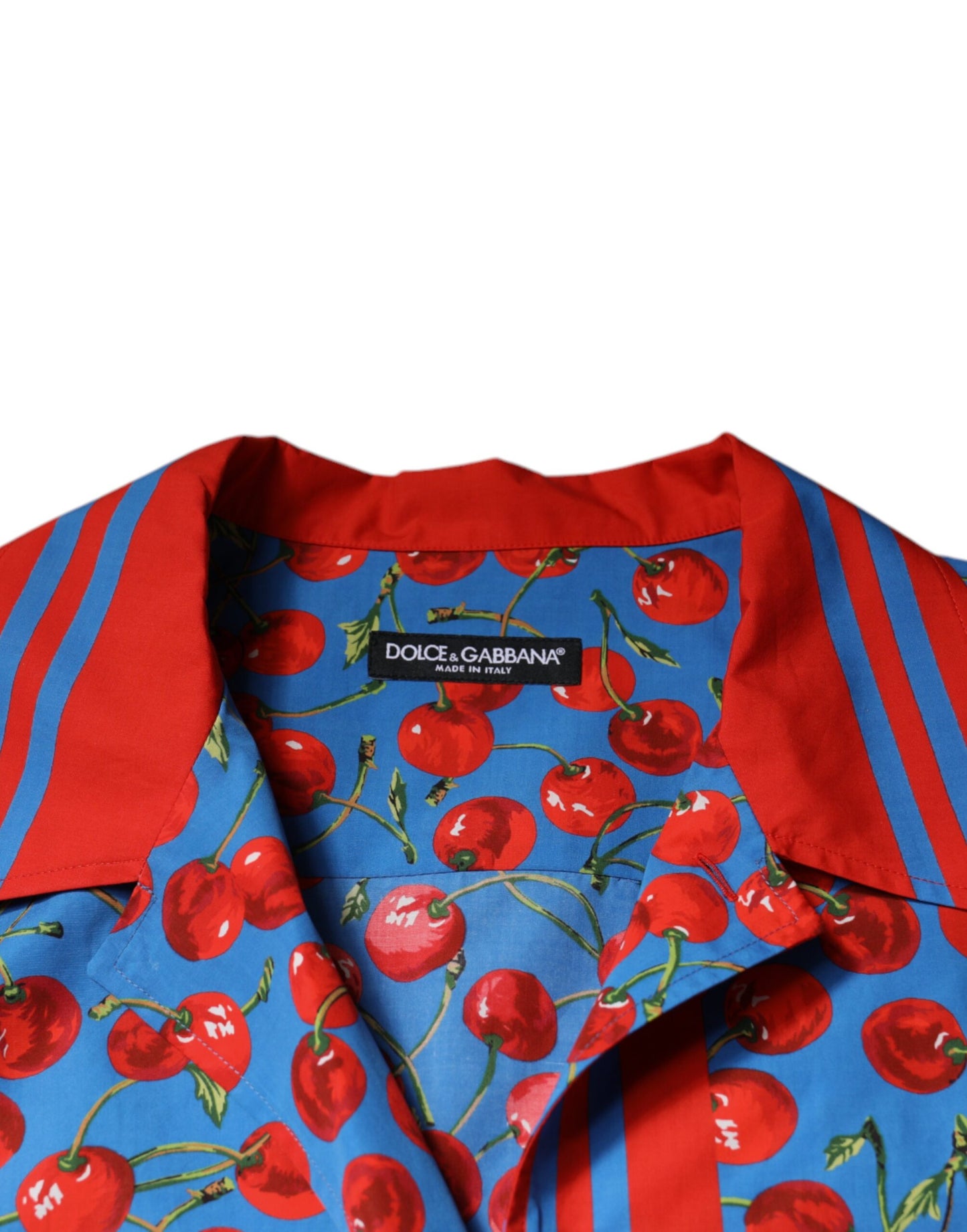 Dolce & Gabbana Blue Cherry Cotton Button Down Casual Shirt by Dolce & Gabbana