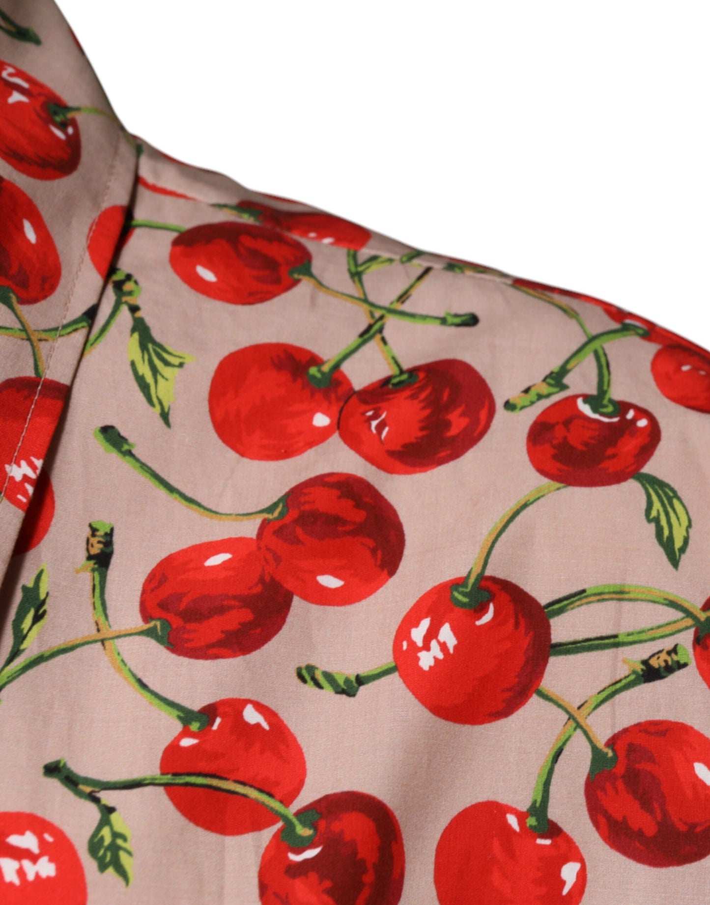Dolce & Gabbana Beige Cherry Button Down Men Casual Shirt by Dolce & Gabbana